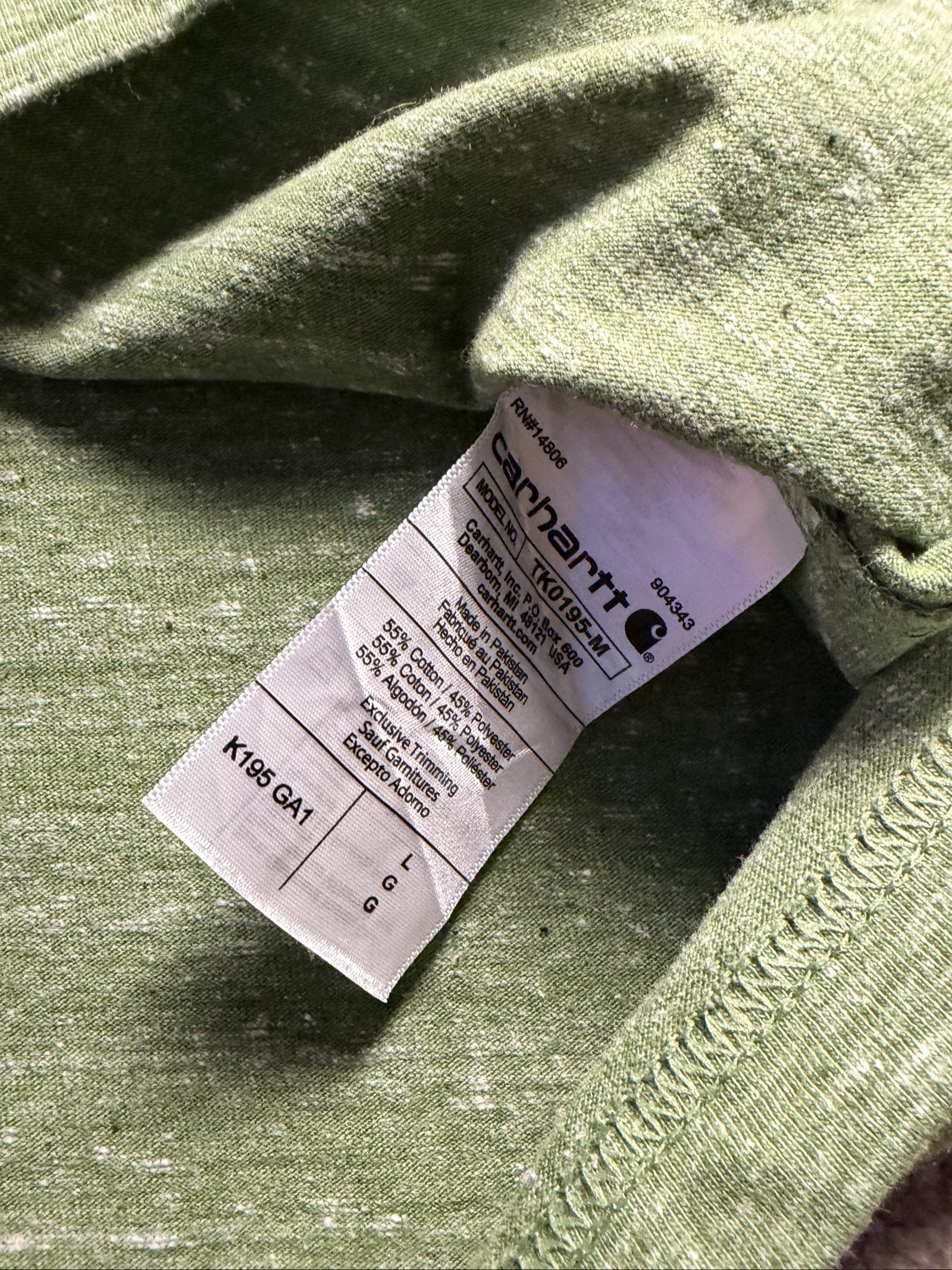 Carhartt Green Loose Fit Cotton Polyester T-Shirt Large image 5