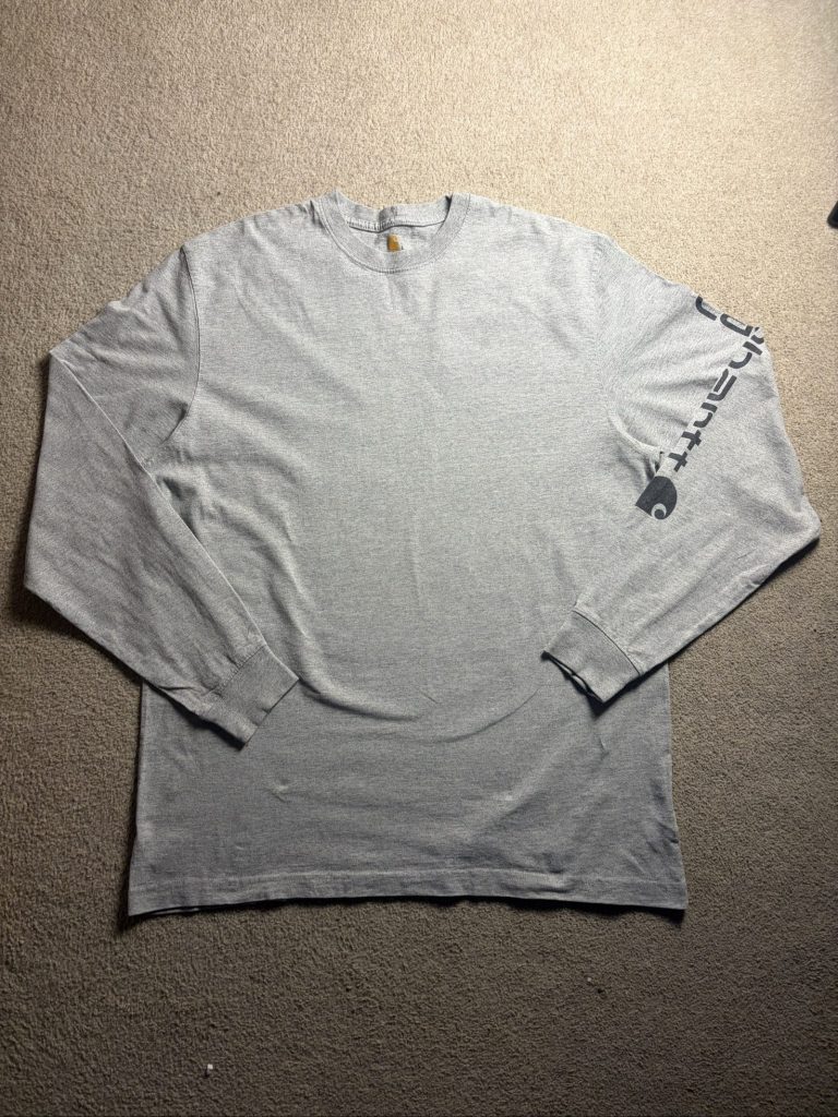 Carhartt Grey Long Sleeve Graphic Logo T-Shirt Large