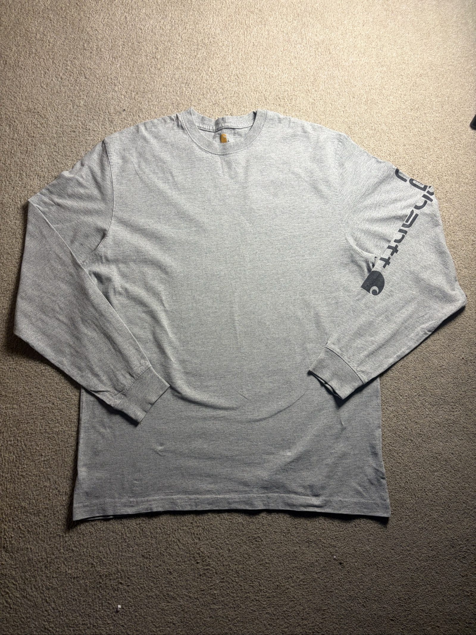 Carhartt Grey Long Sleeve Graphic Logo T-Shirt Large