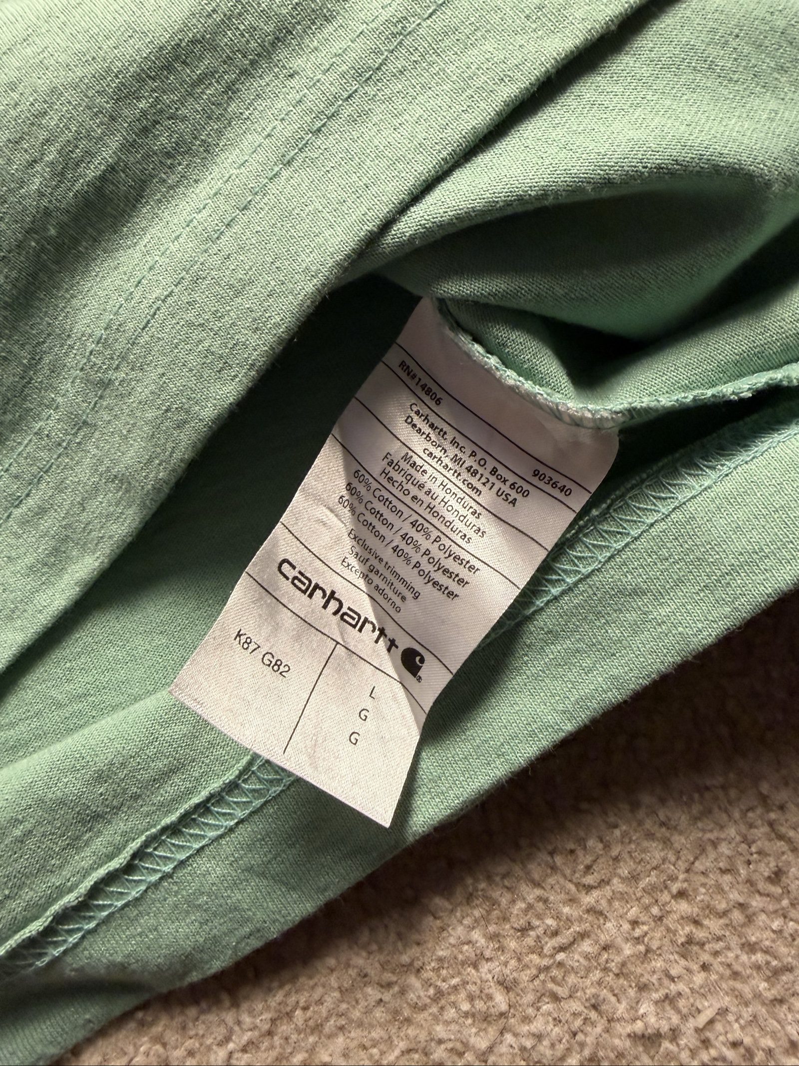 Carhartt Green Loose Fit Pocket T-Shirt Large 60% Cotton Polyester image 5