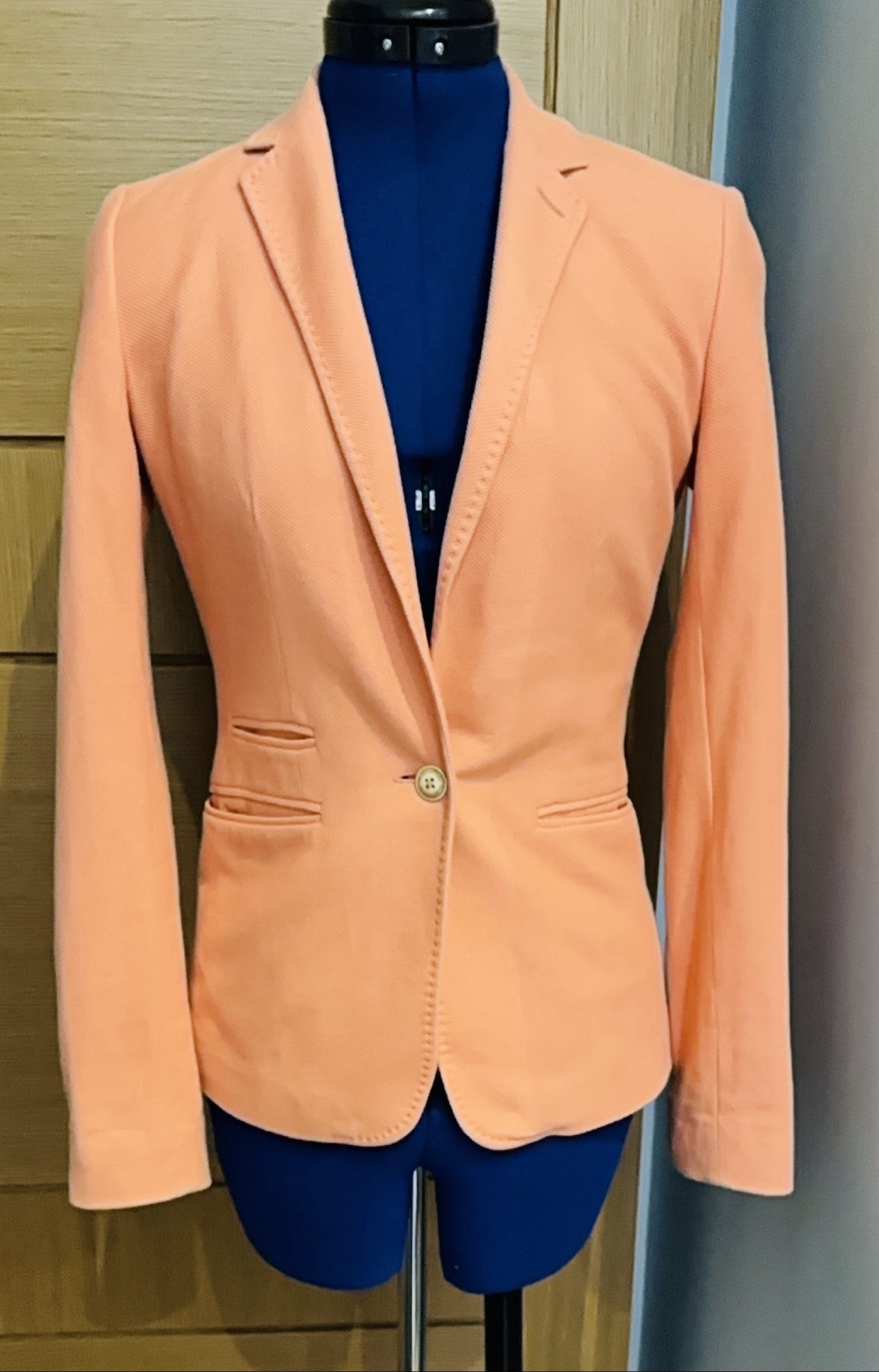 Masimo Dutti Excellent Peach Women's Small Cotton Blazer image 4