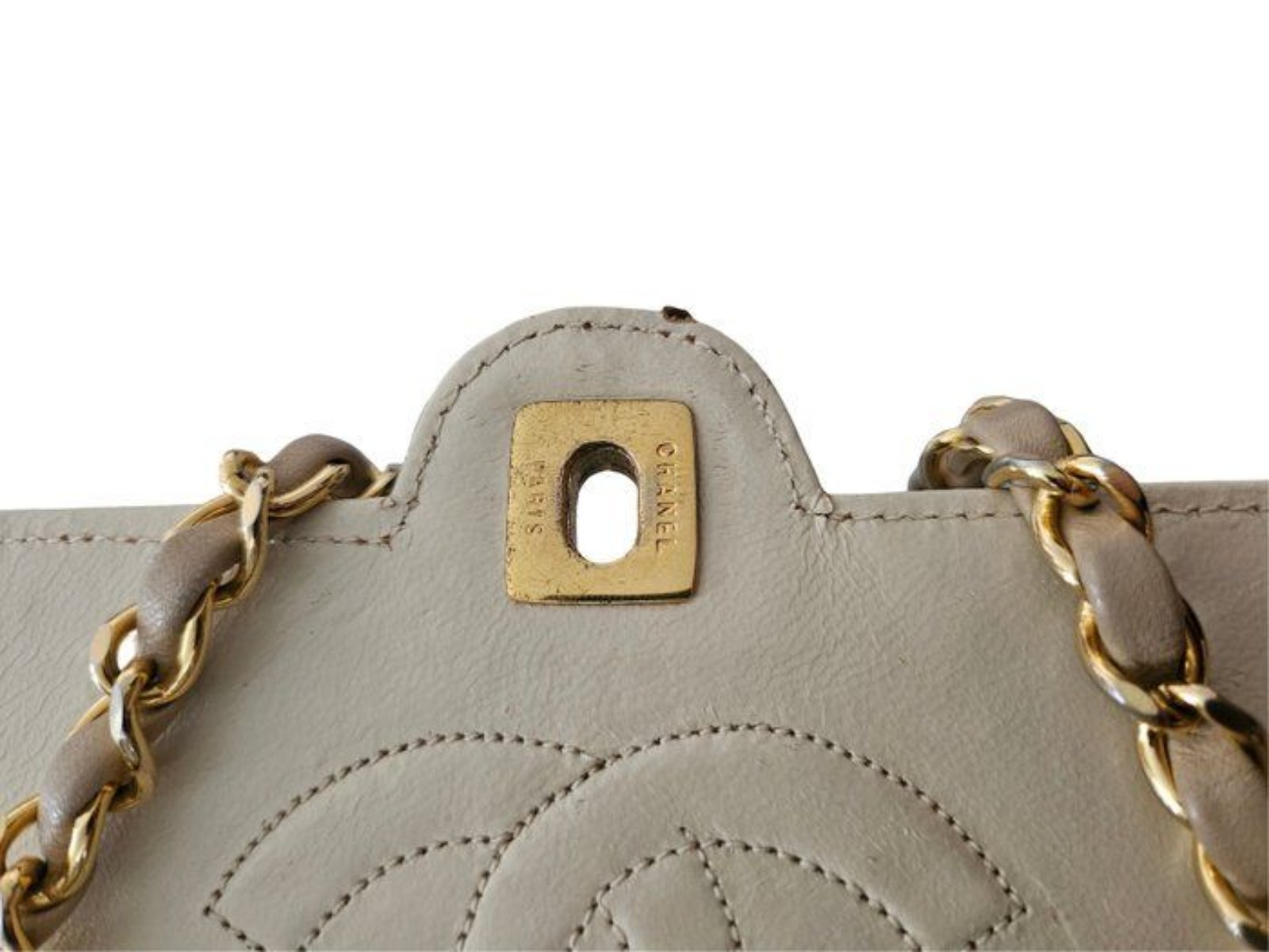 Chanel Beige Quilted Leather Flap Bag Medium image 9