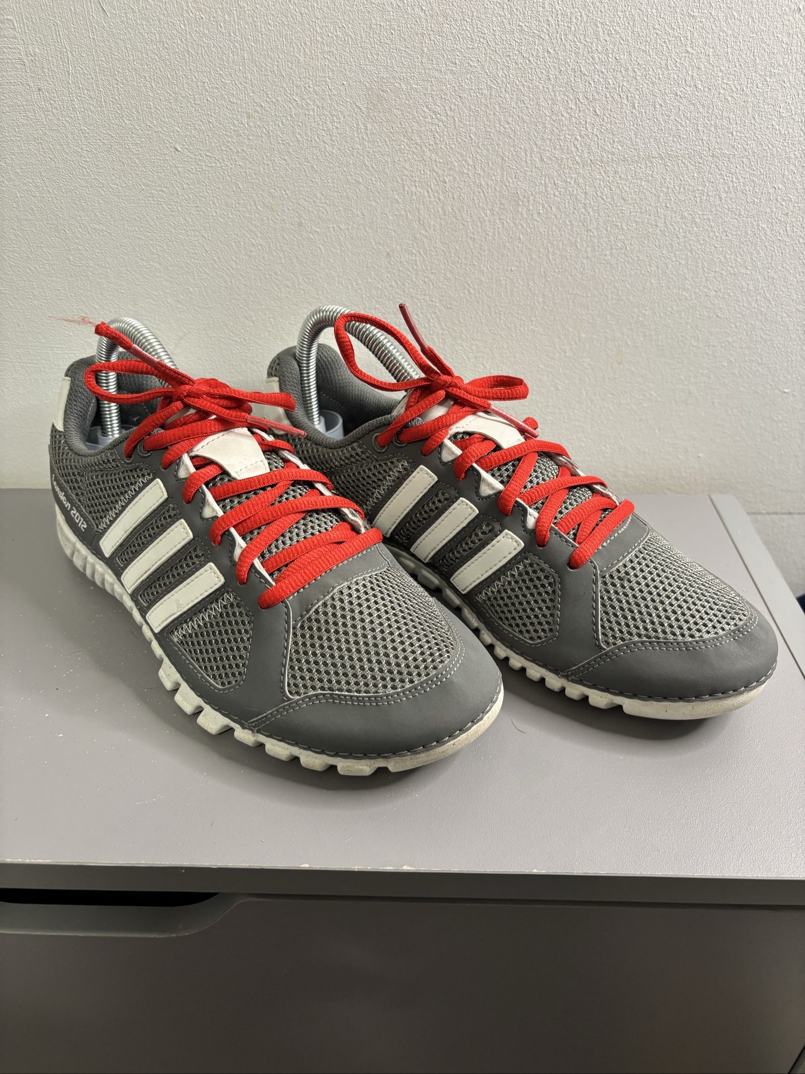 Adidas Grey & White London 2012 Trainers Red Laces UK6