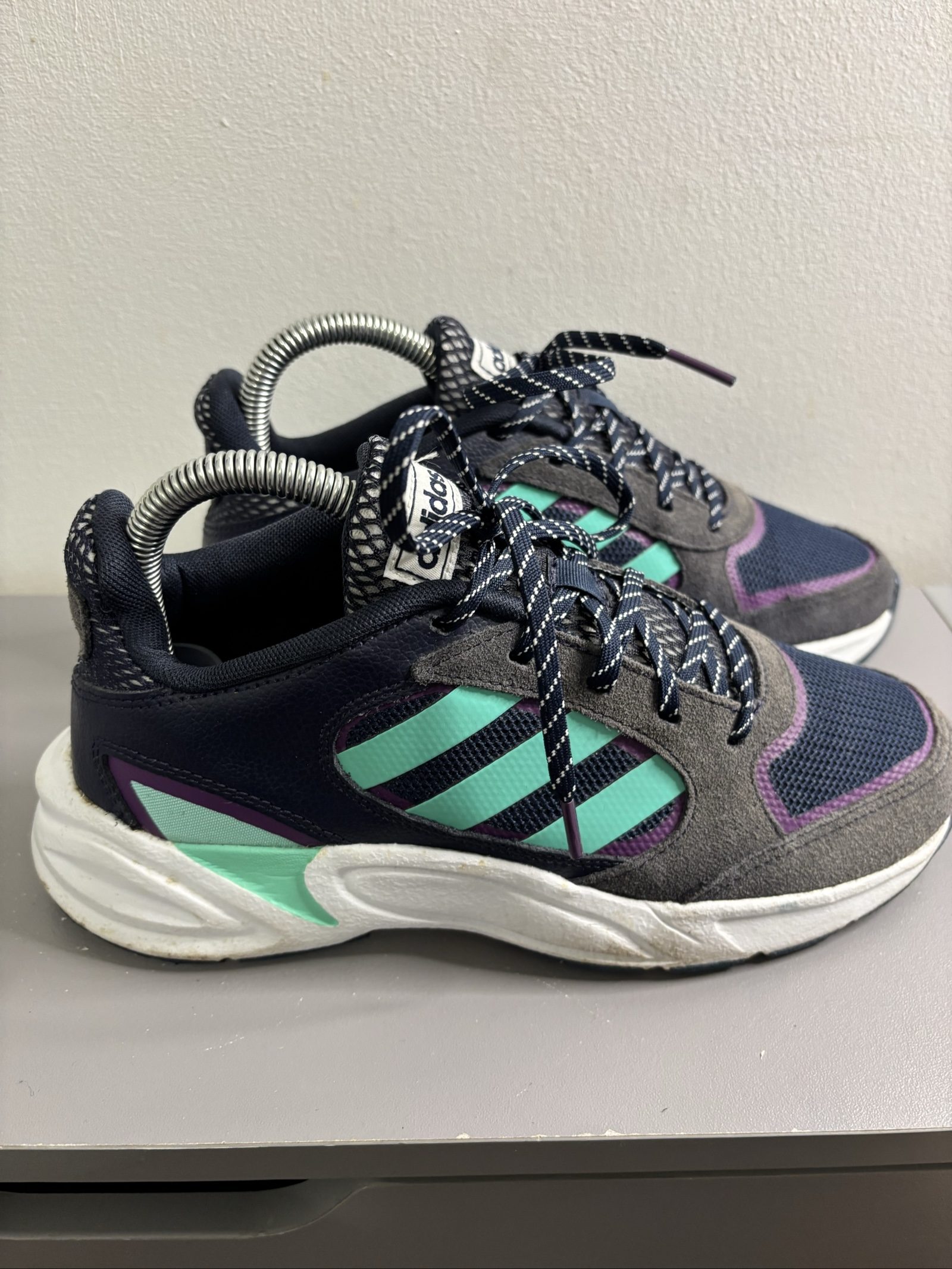 Adidas Navy, Grey & Purple Sneakers UK 4.5 image 2