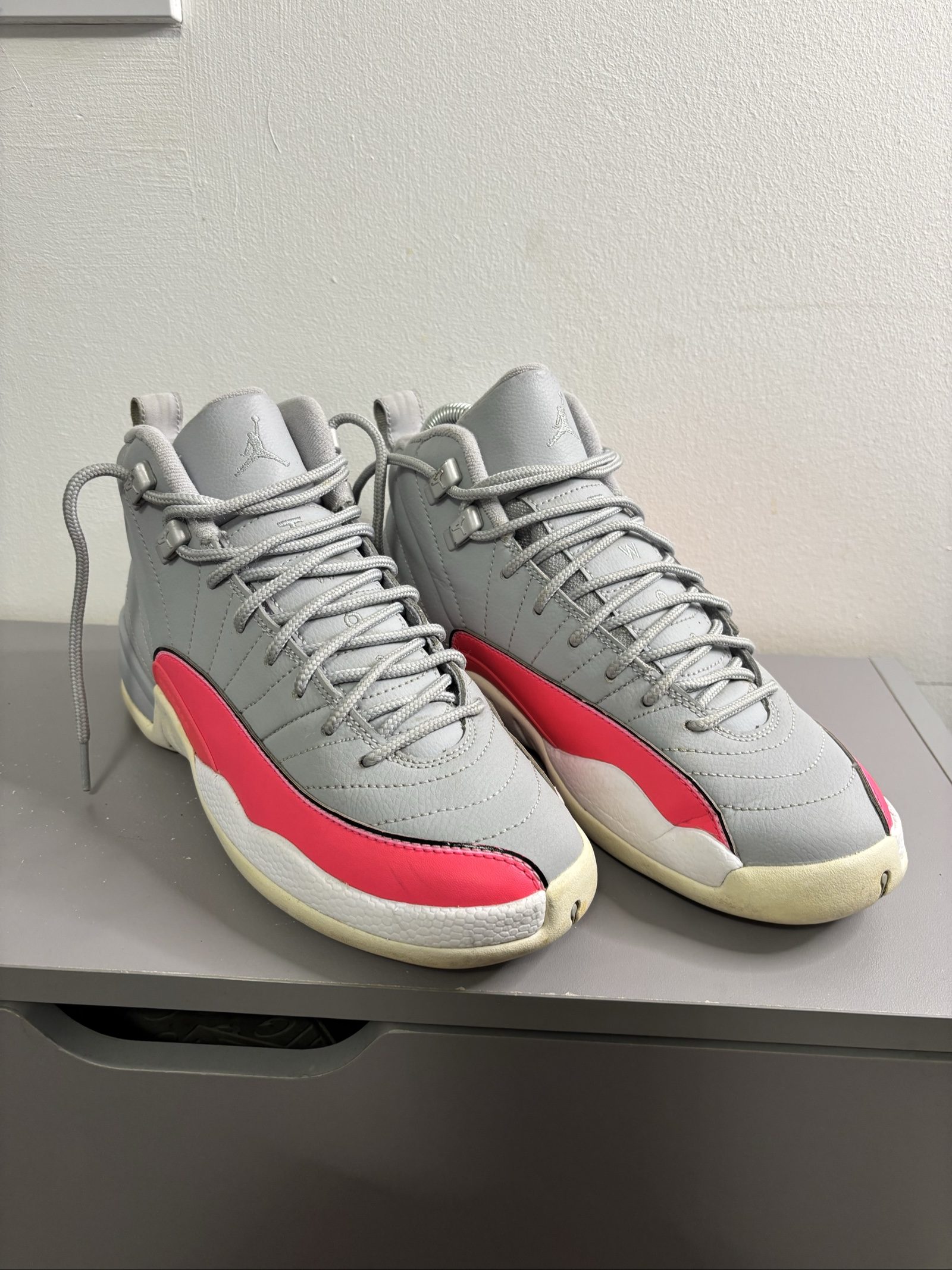 Nike Air Jordan 12 Grey & Pink Basketball Trainers UK 5.5
