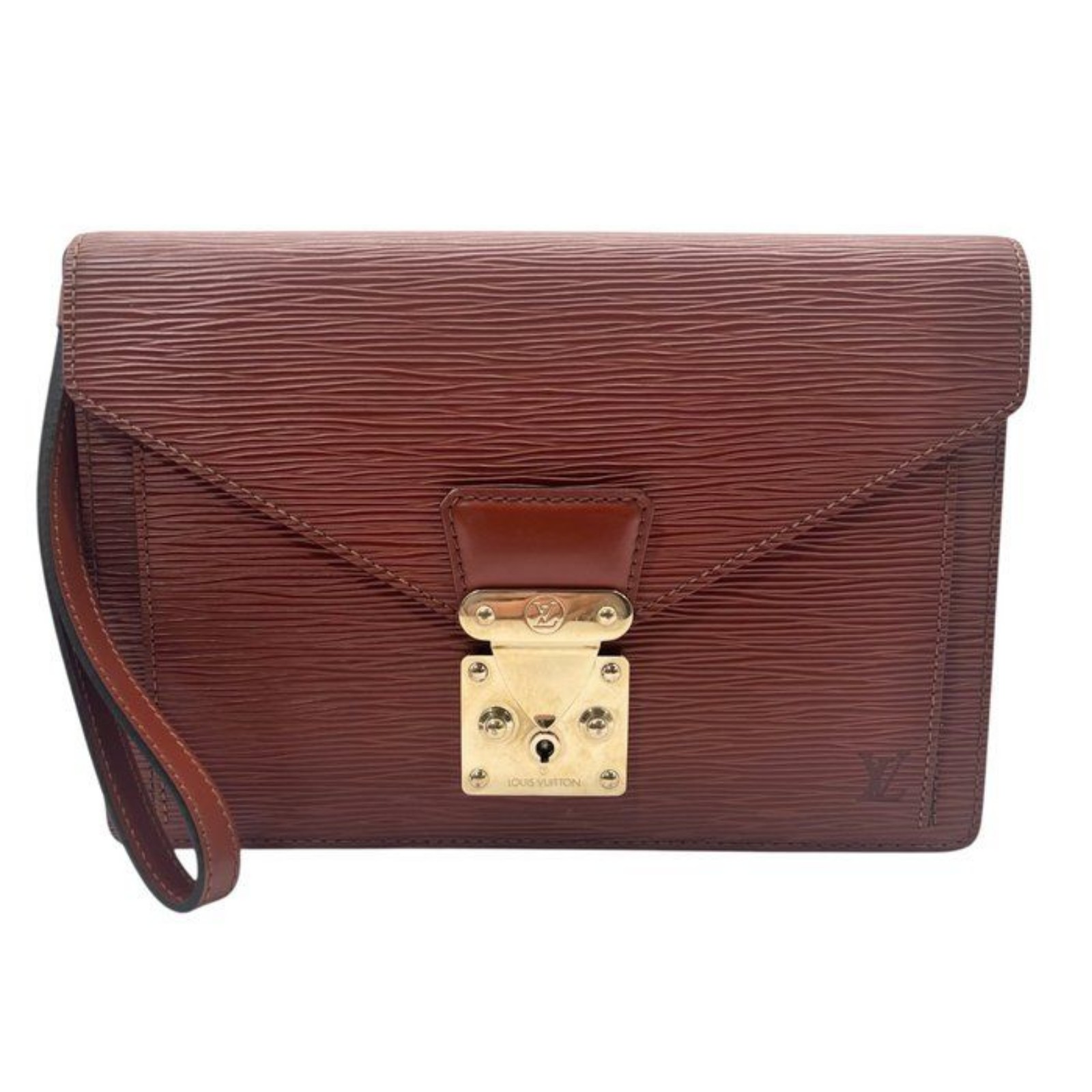 Louis Vuitton Dragonne Serie Brown Epi Leather Pochette Bag unisex