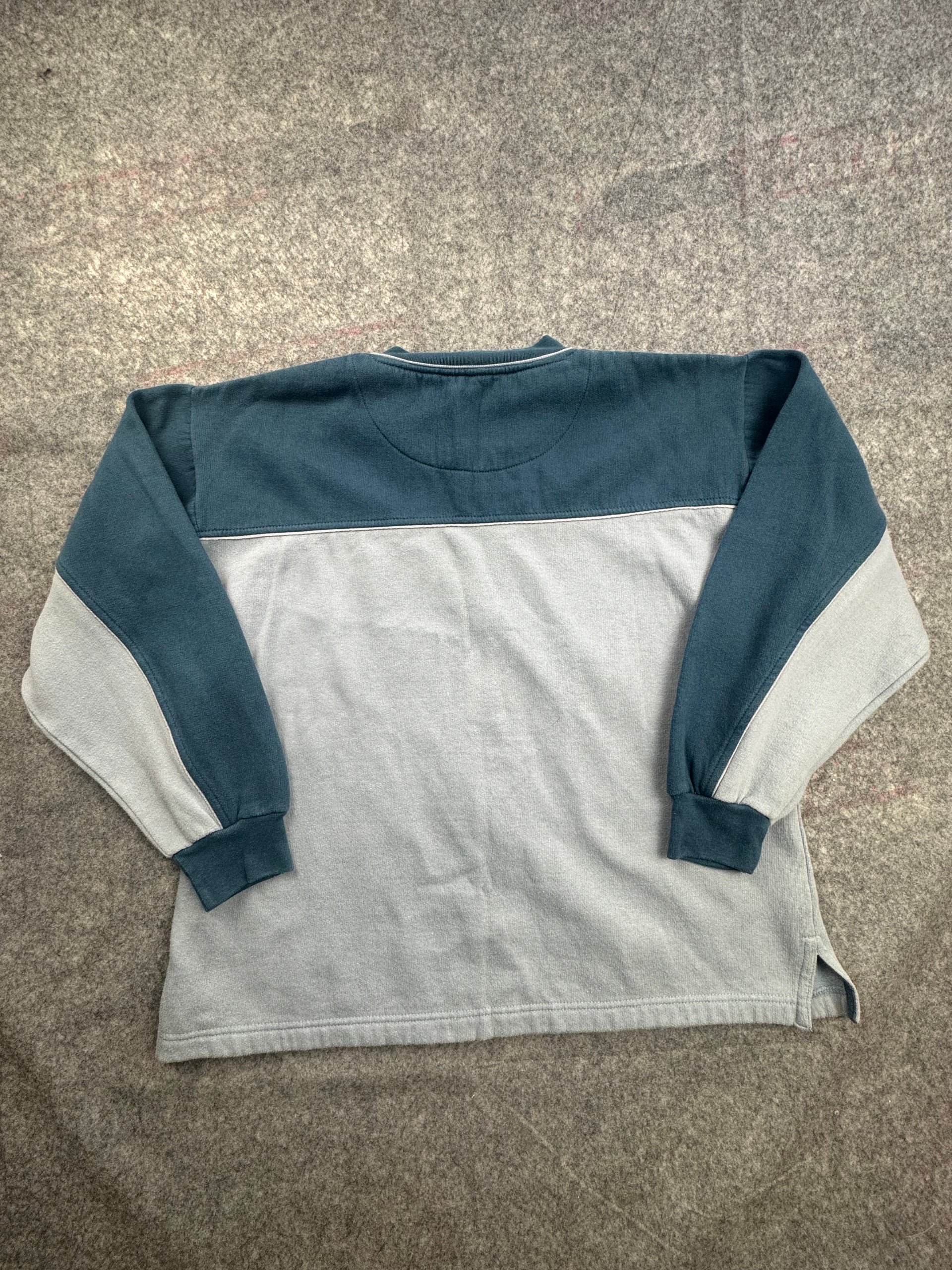 Vintage late 90's Lee Cooper Teal & Light Grey V‑Neck Sweatshirt Men’s M Colourblock image 7
