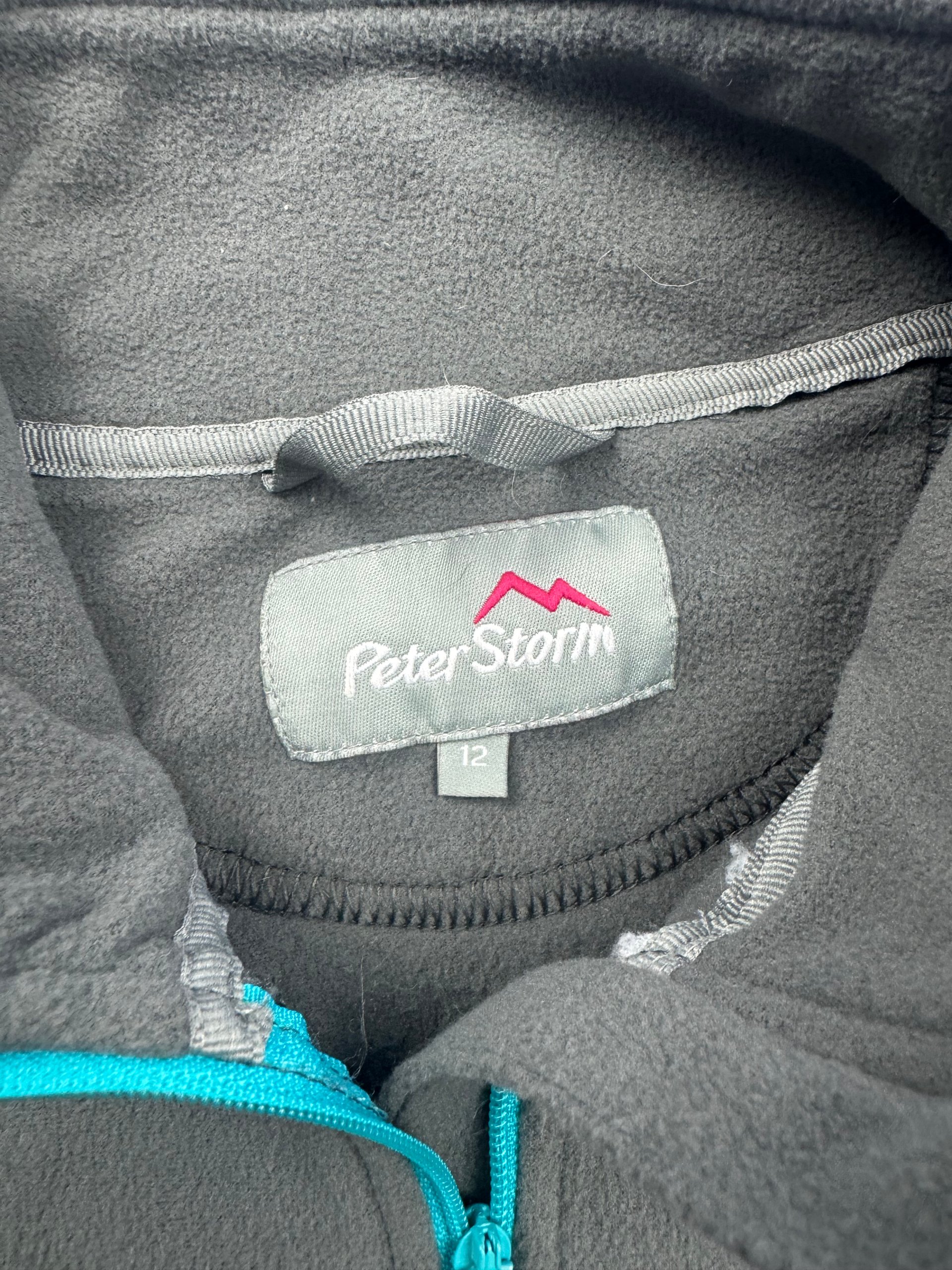 Peter Storm Grey 1/4 Zip Fleece Jumper Women’s UK 12 Teal Zip image 3
