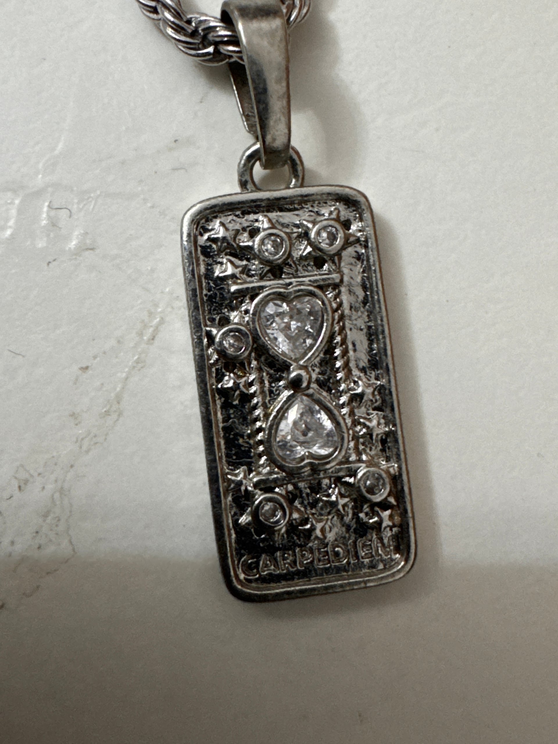 Silver Carpe Diem Pendant Necklace Unisex image 5