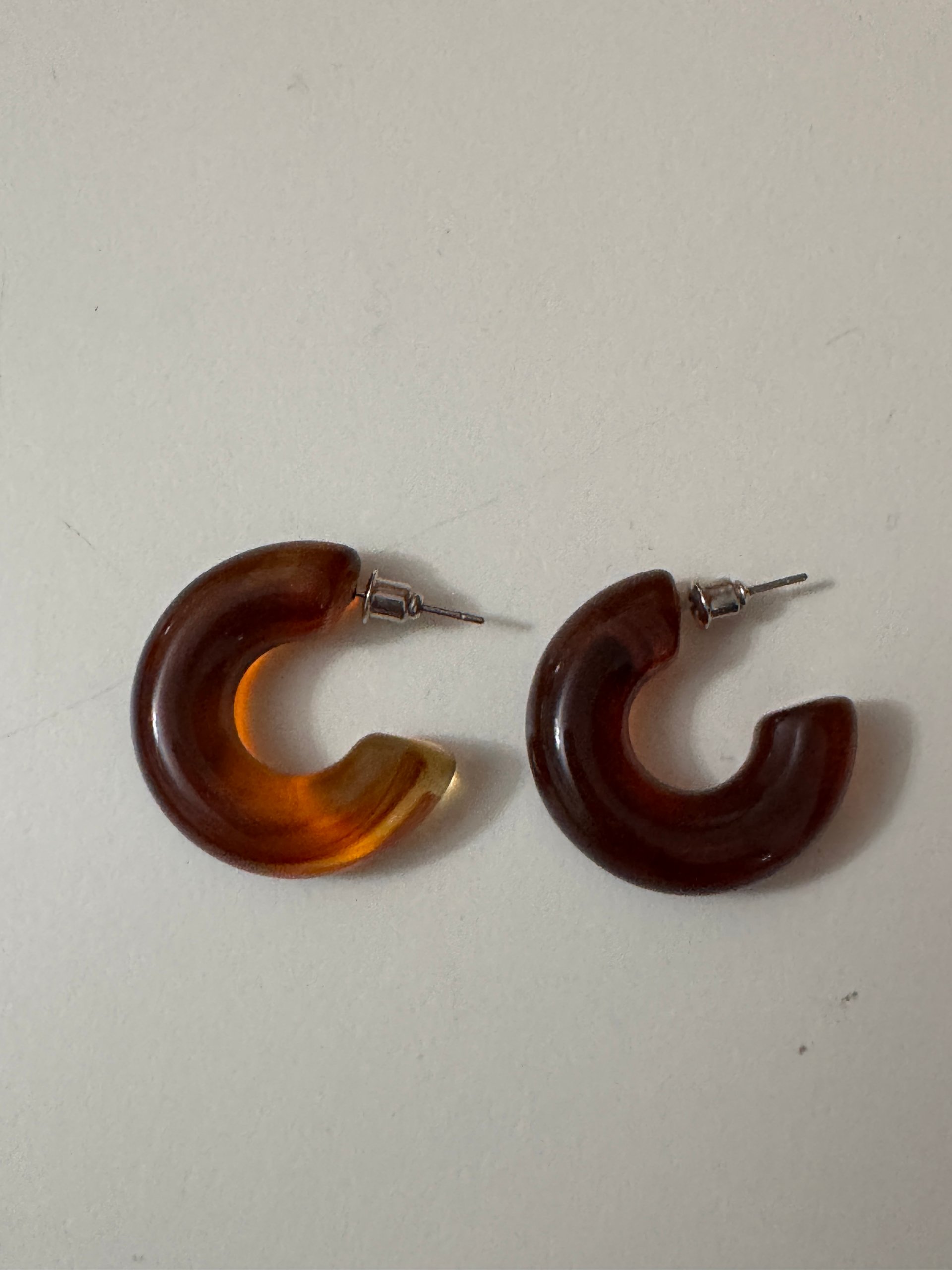 Brown Acrylic Hoop Earrings 6 cm Diameter Unisex