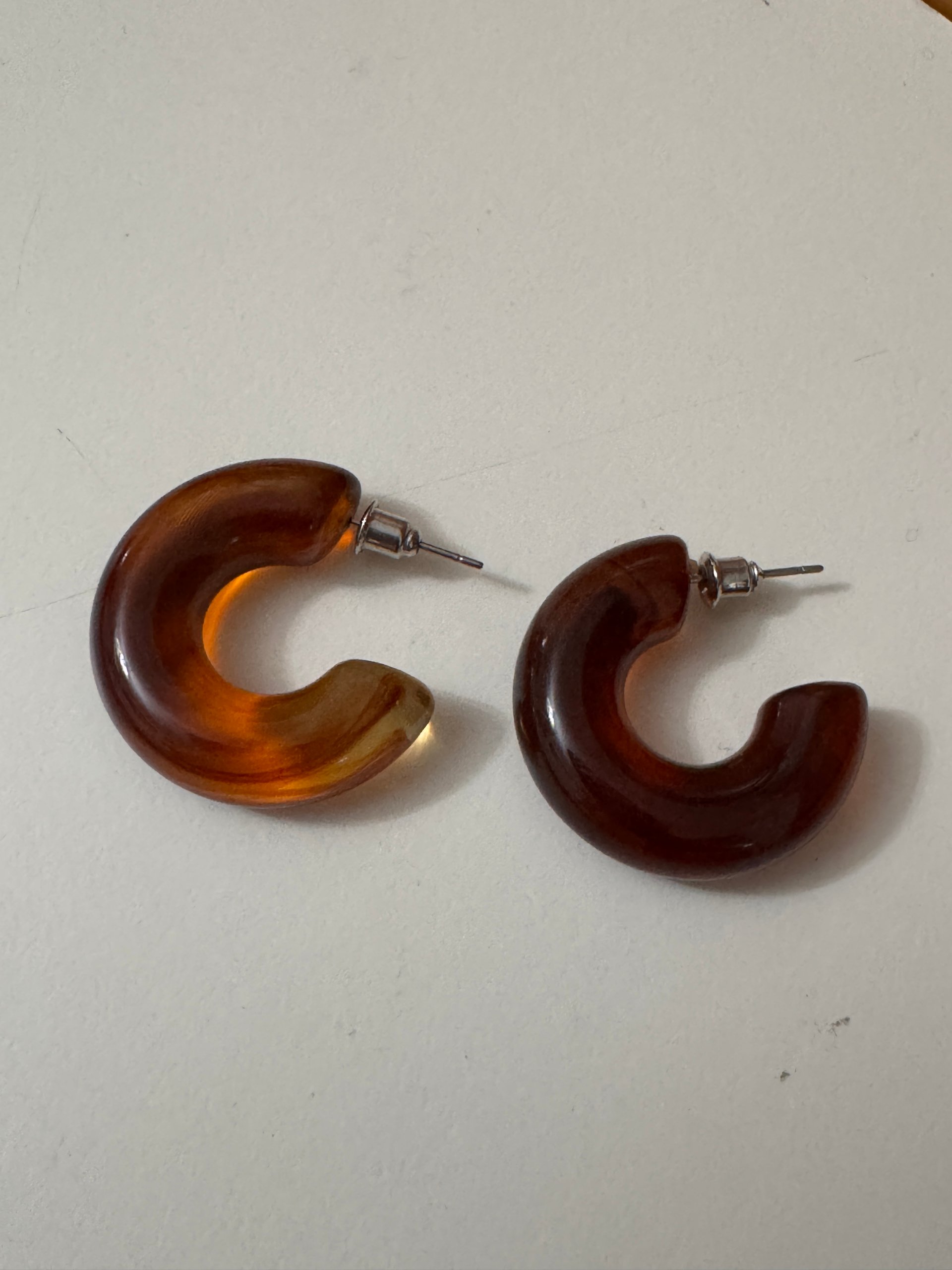 Brown Acrylic Hoop Earrings 6 cm Diameter Unisex image 3