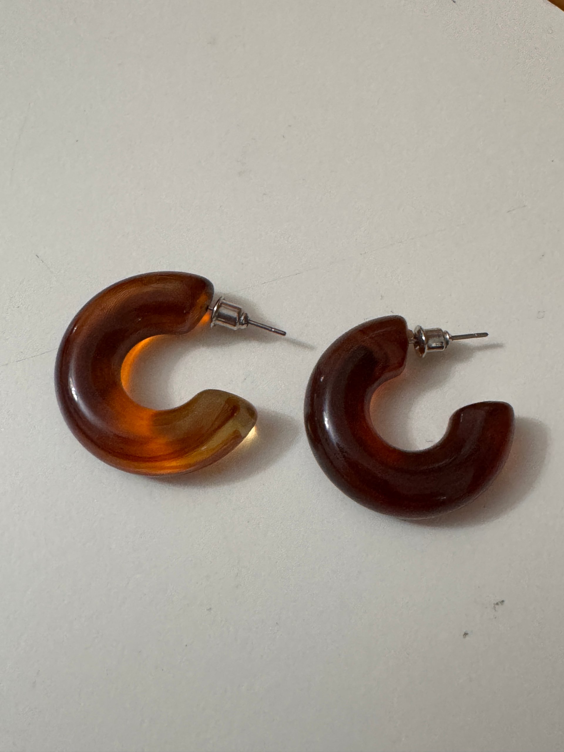 Brown Acrylic Hoop Earrings 6 cm Diameter Unisex image 4