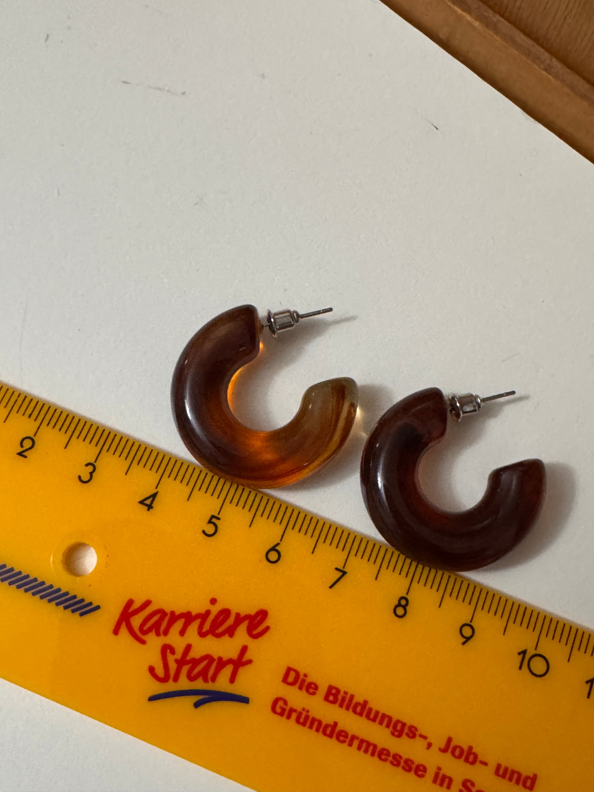 Brown Acrylic Hoop Earrings 6 cm Diameter Unisex image 5
