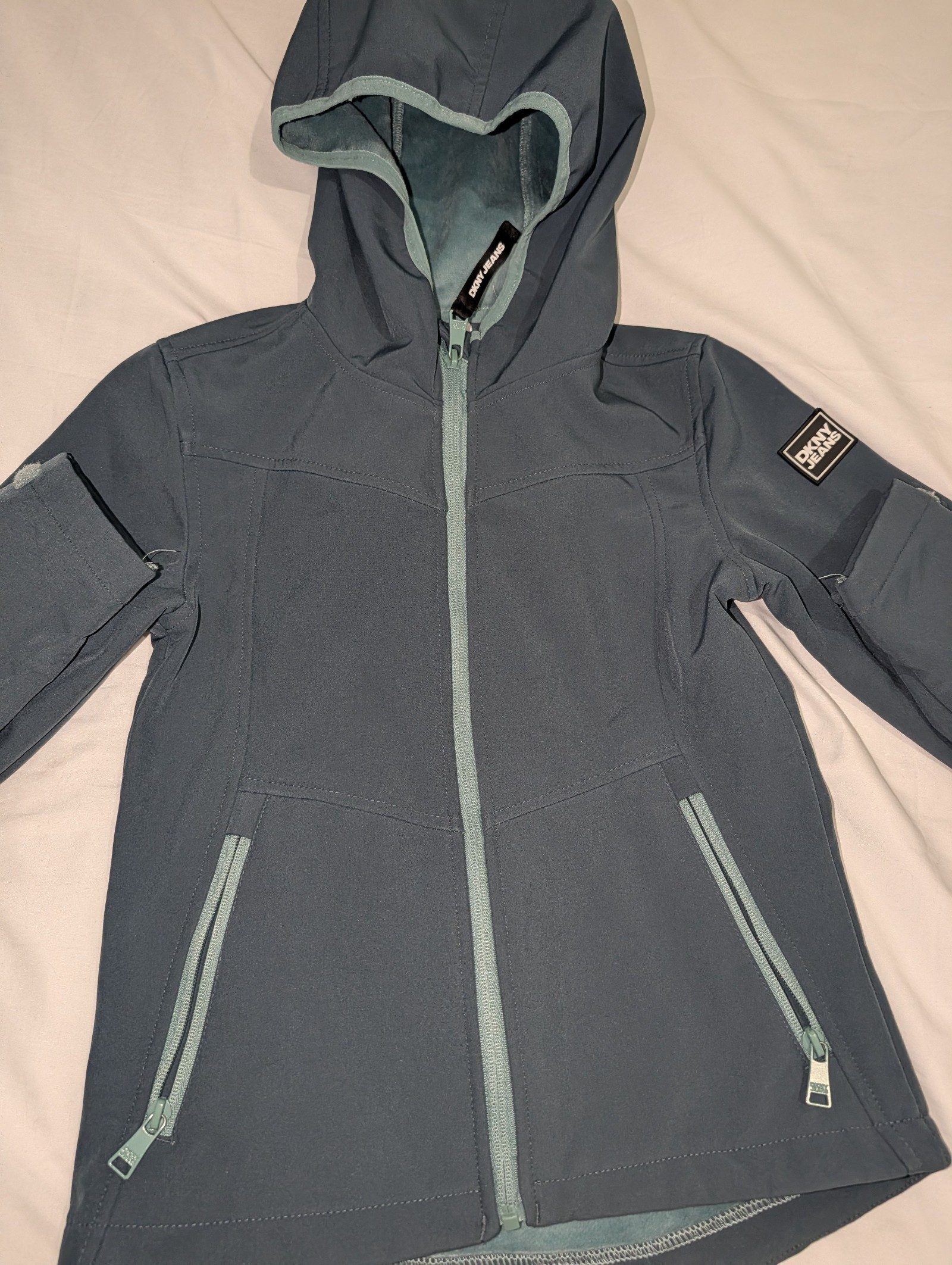 DKNY Jeans Blue Softshell Hooded Jacket Small 7-8 Years