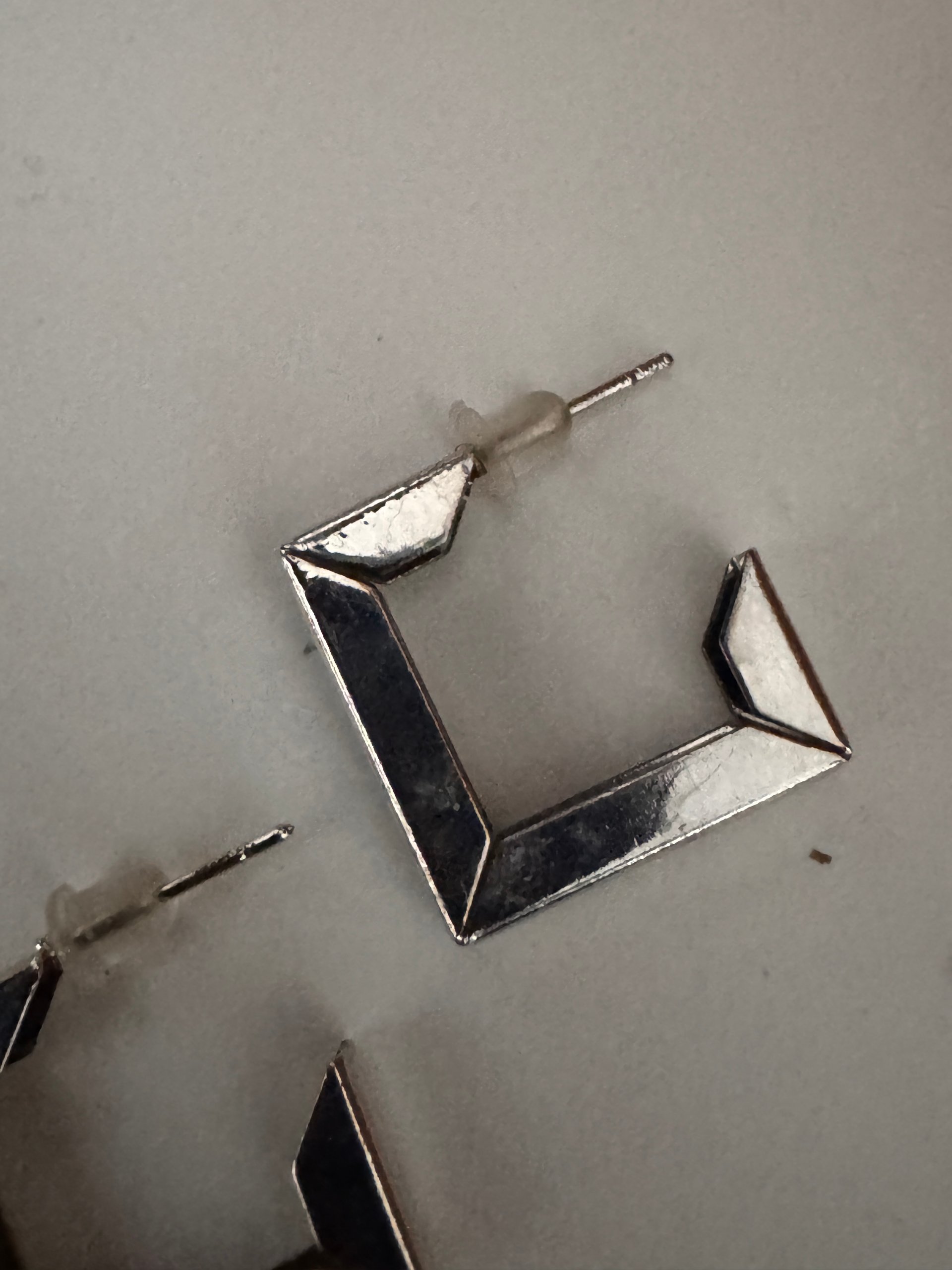 Geometric Silver Tone Square Hoop Earrings image 7