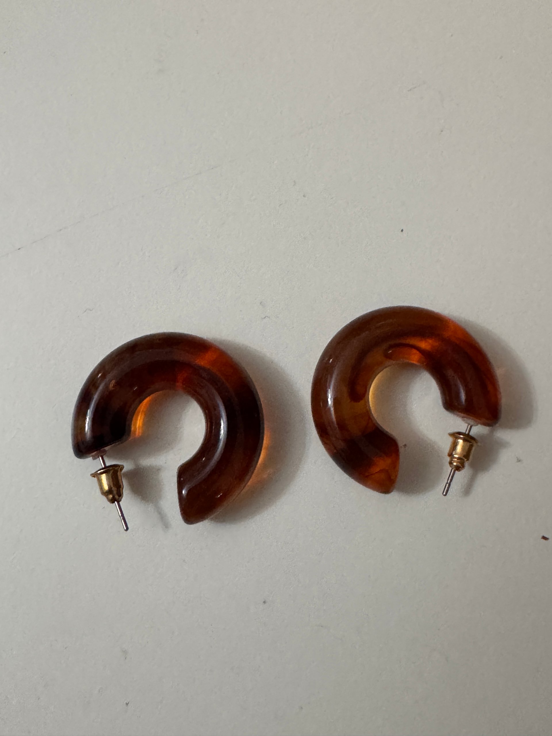 Brown Hoop Resin Earrings Small Size