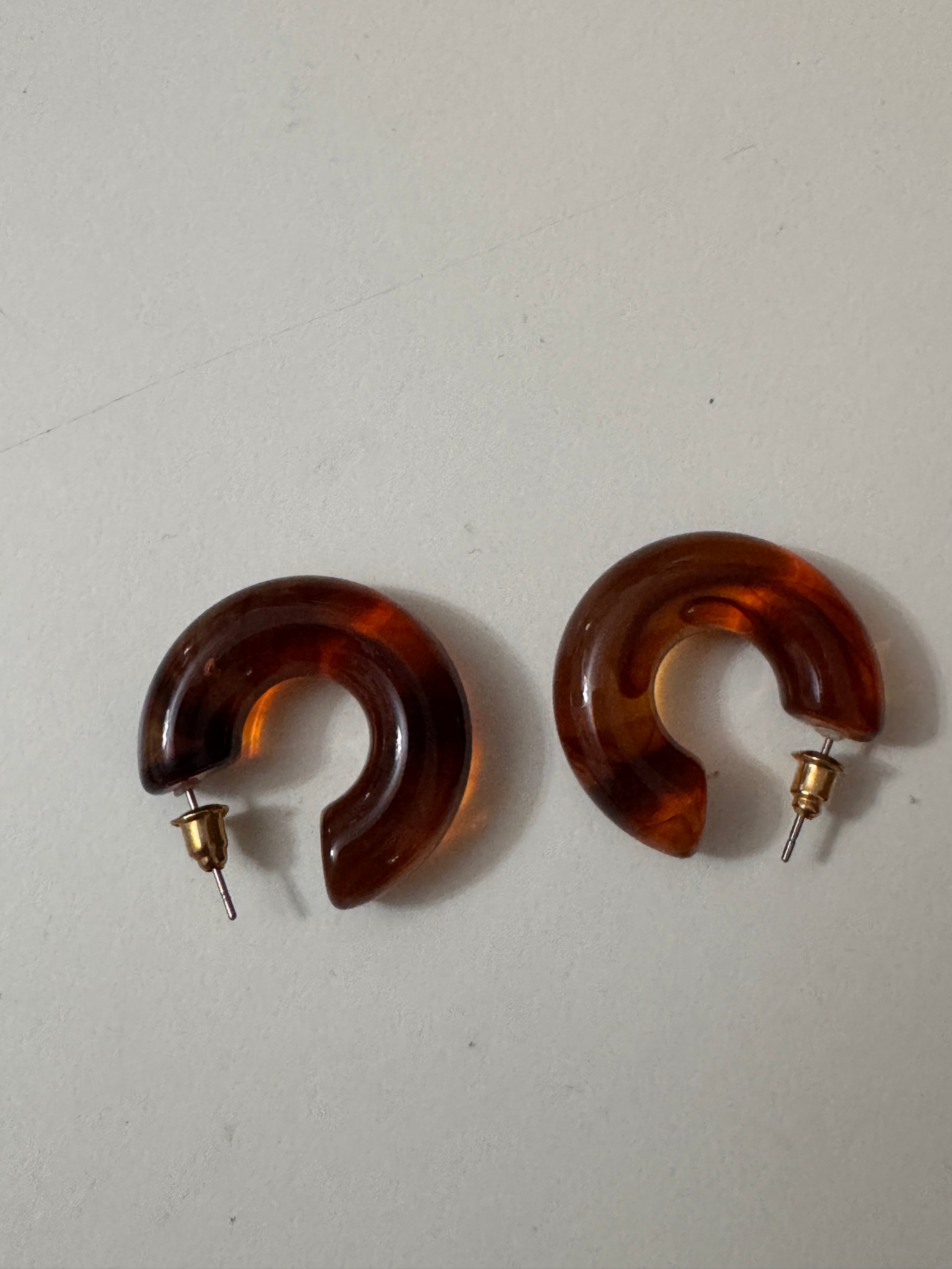 Brown Hoop Resin Earrings Small Size image 2