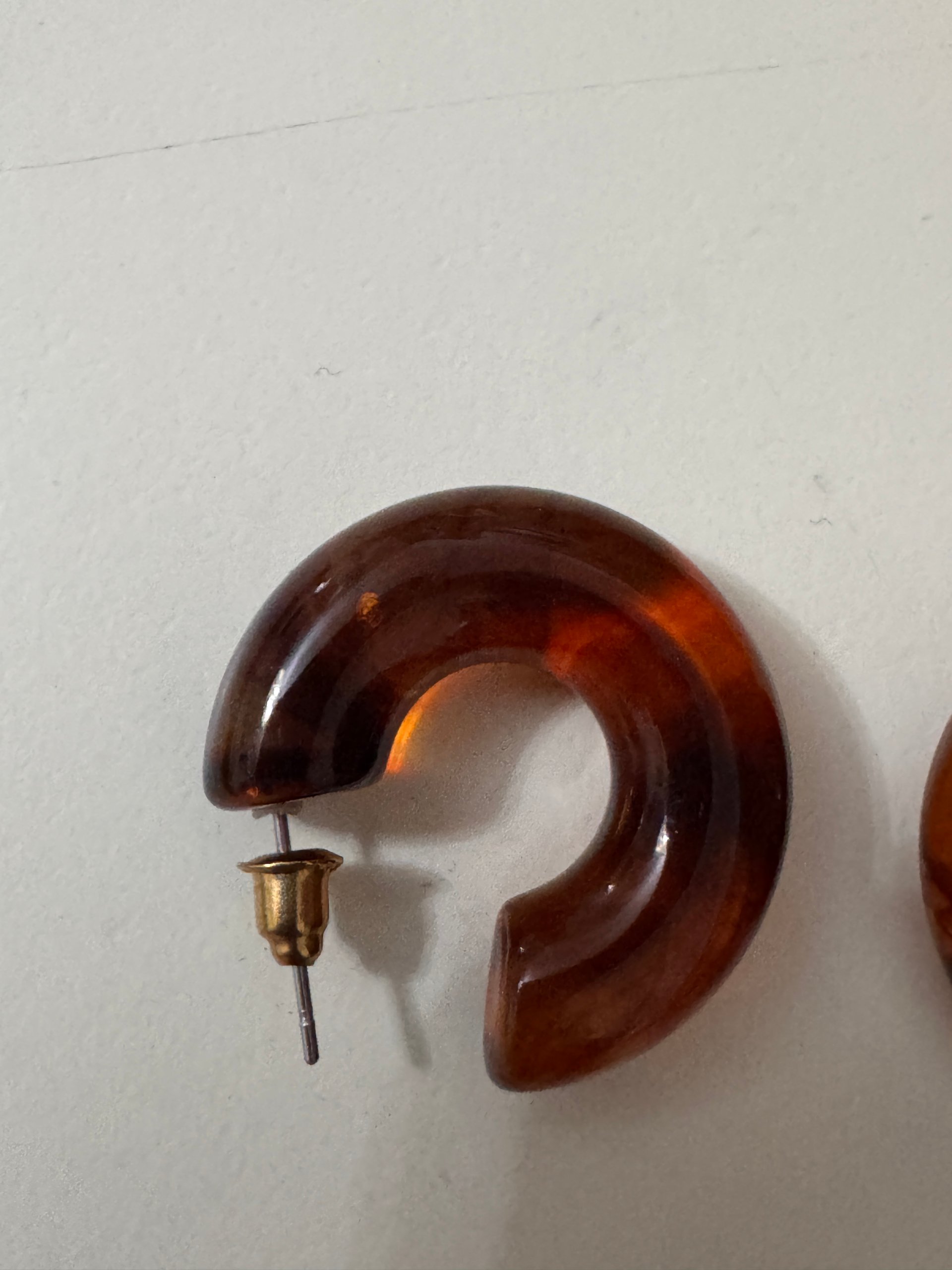 Brown Hoop Resin Earrings Small Size image 3