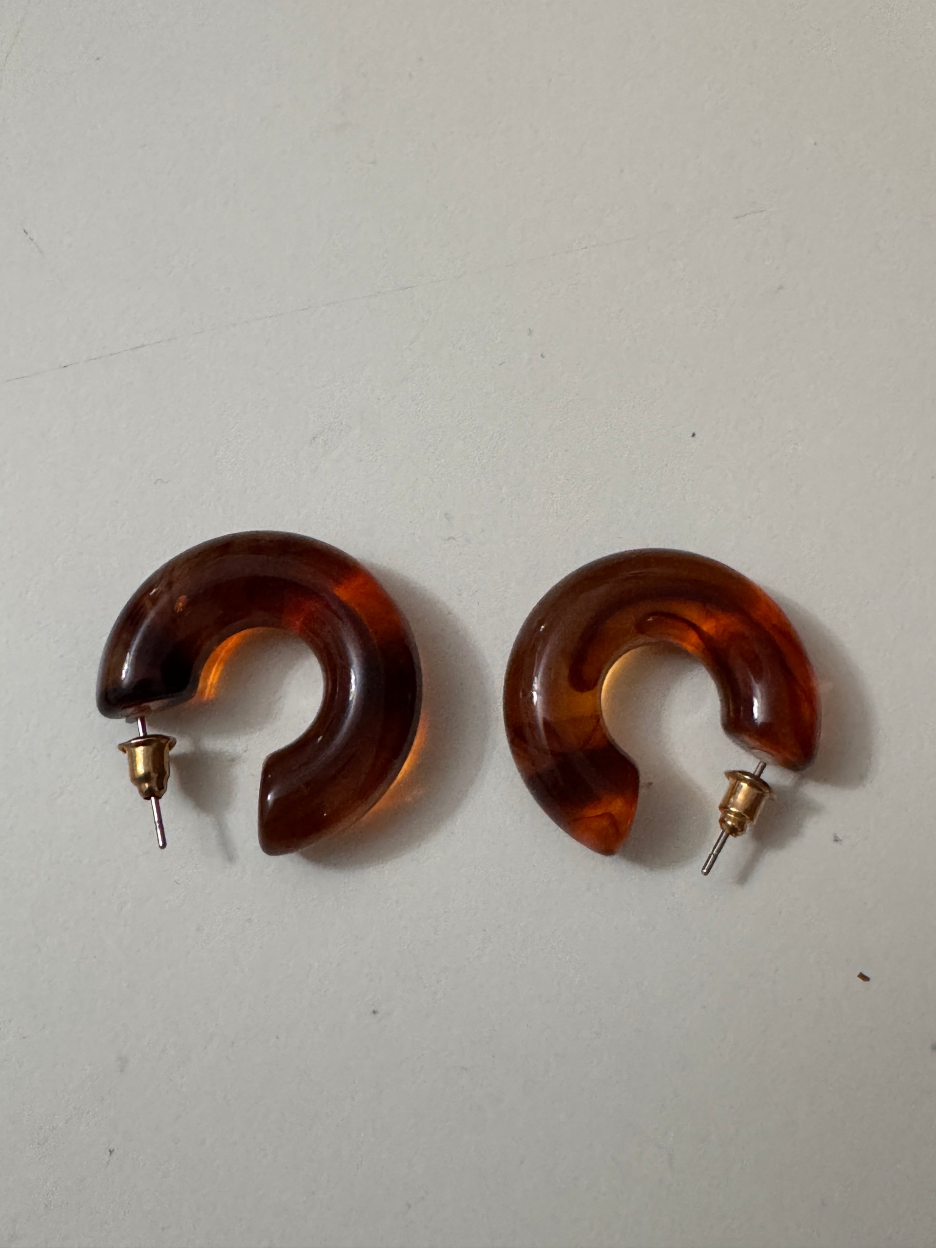 Brown Hoop Resin Earrings Small Size image 4