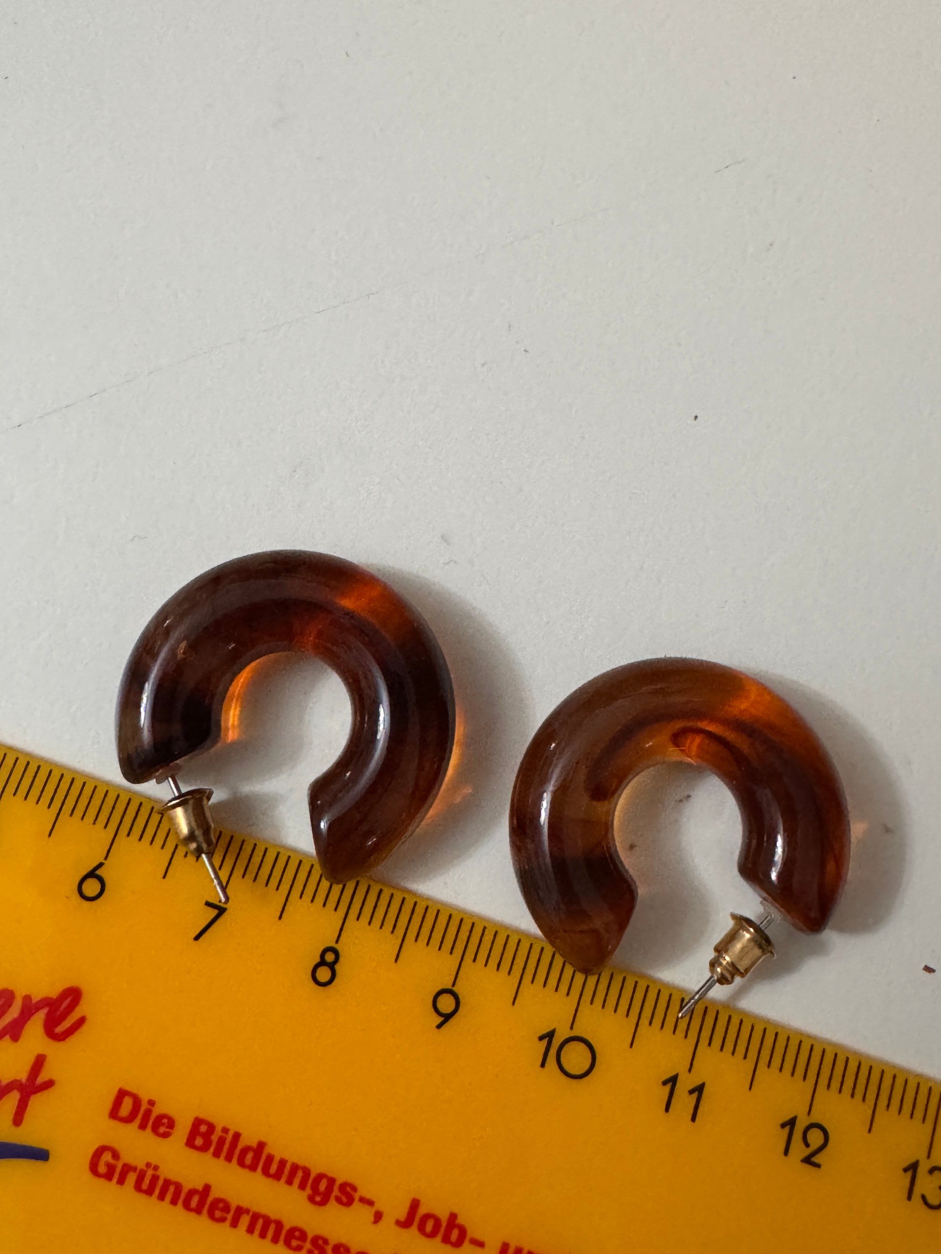 Brown Hoop Resin Earrings Small Size image 5