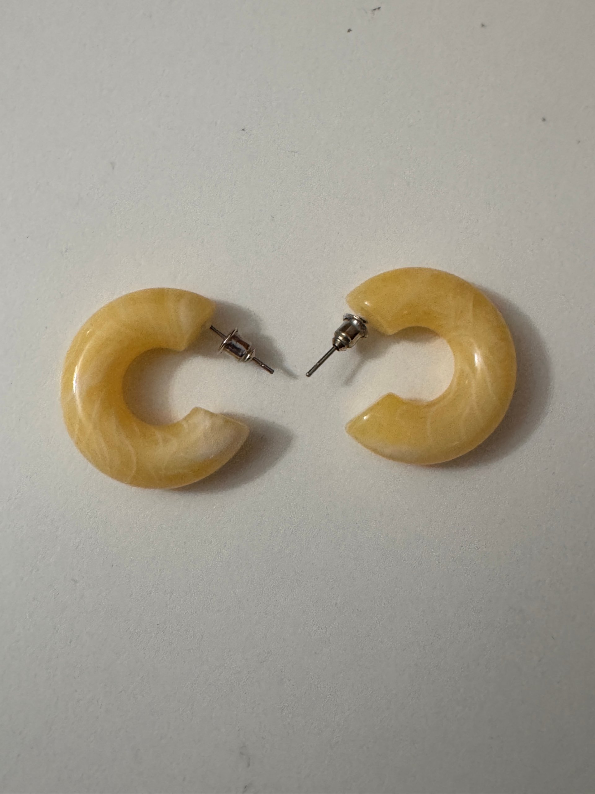 Yellow Resin Hoop Stud Earrings Small