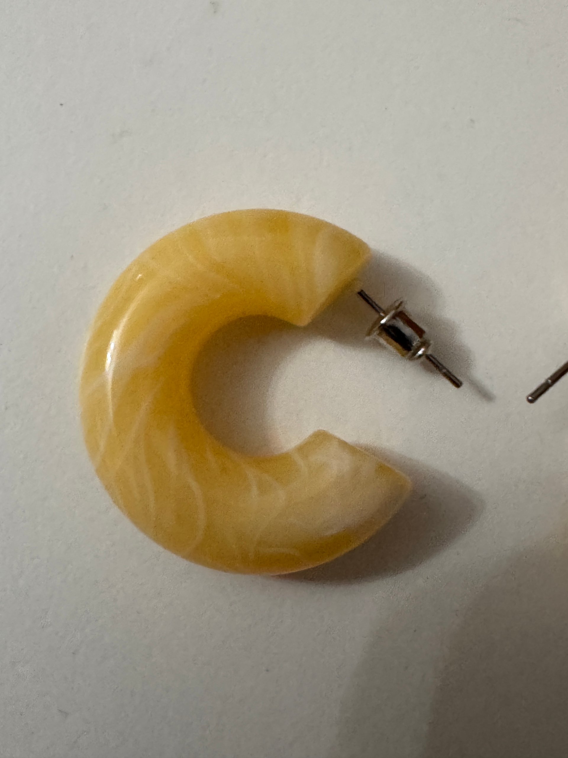 Yellow Resin Hoop Stud Earrings Small image 2