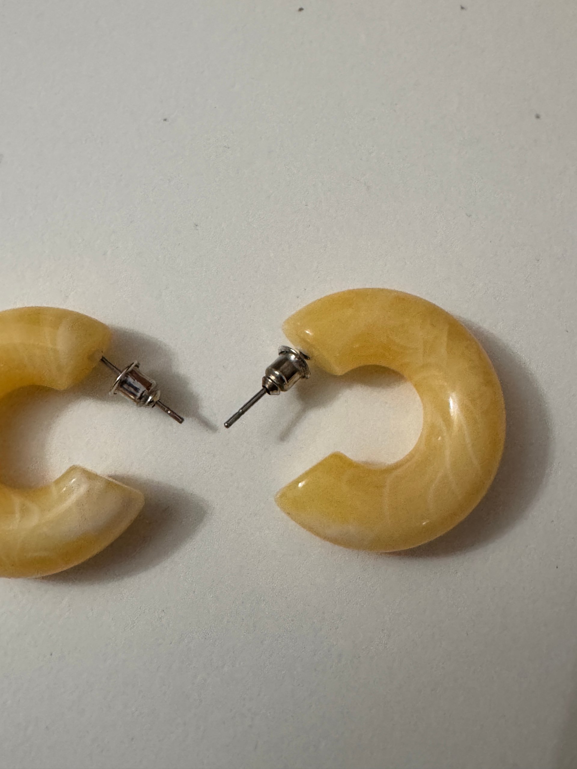 Yellow Resin Hoop Stud Earrings Small image 3