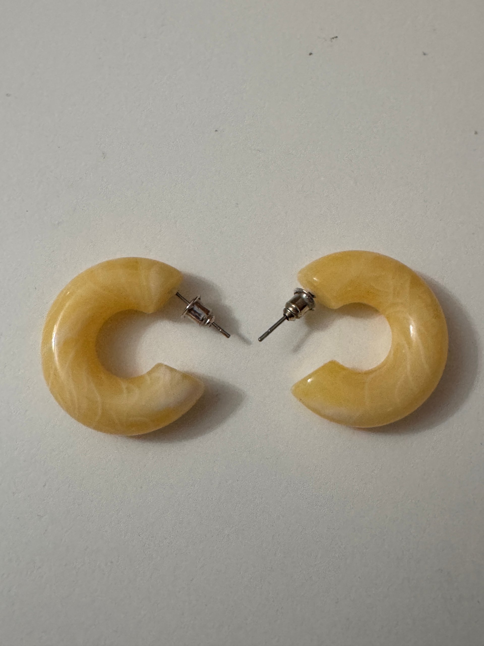 Yellow Resin Hoop Stud Earrings Small image 4