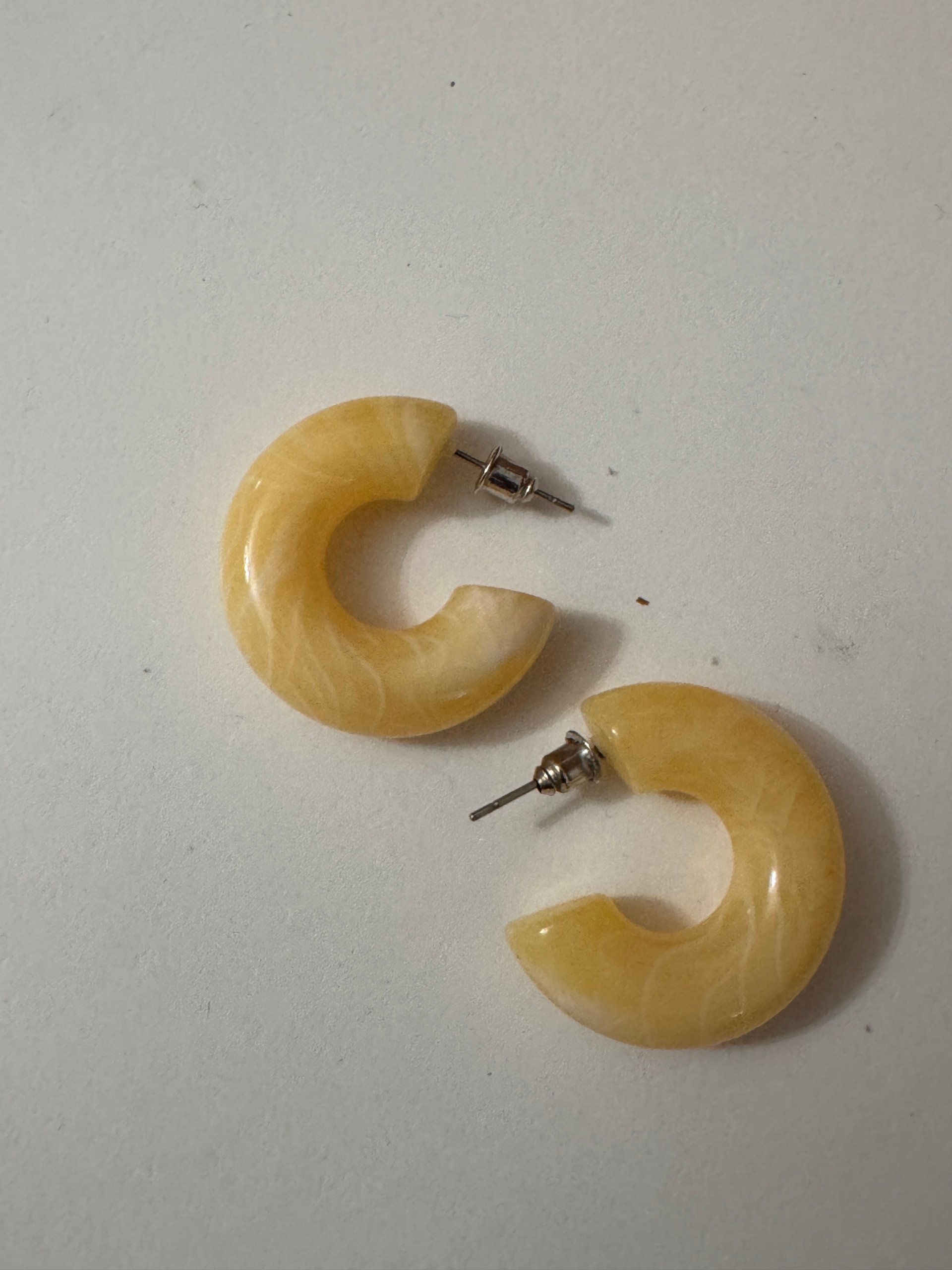 Yellow Resin Hoop Stud Earrings Small image 6