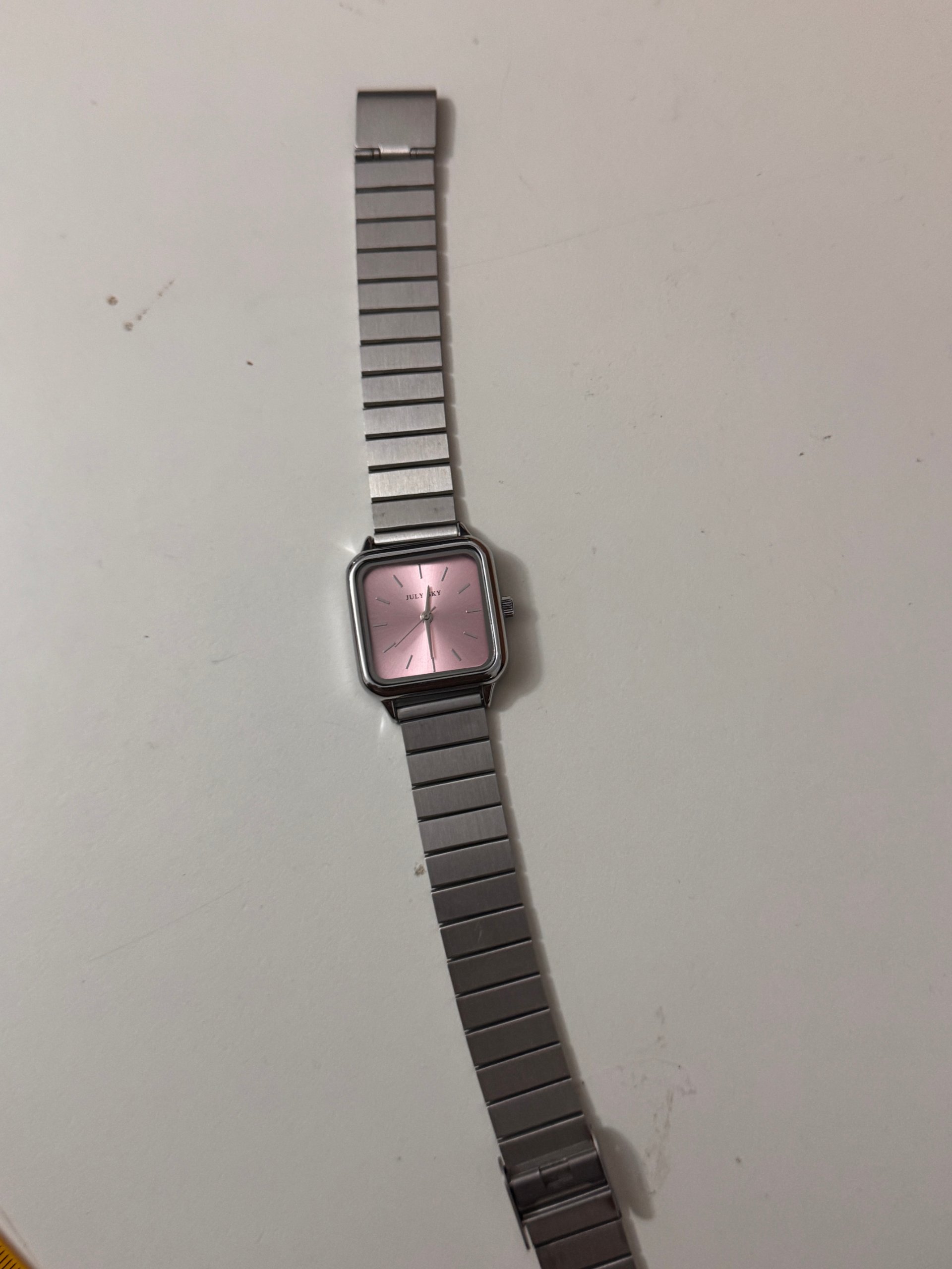 July Sky Silver Metal Pink Face Unisex Watch image 2