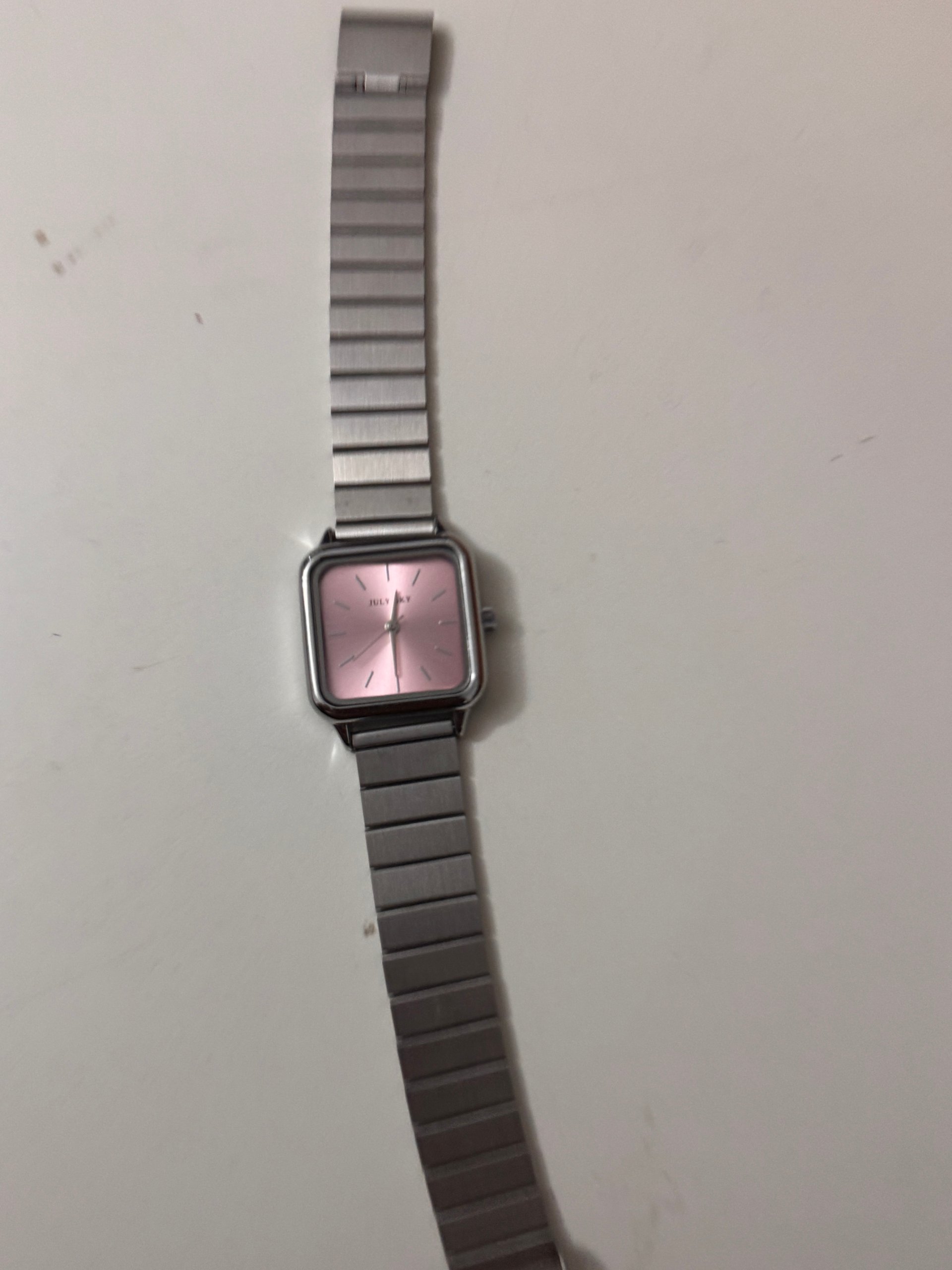 July Sky Silver Metal Pink Face Unisex Watch image 3