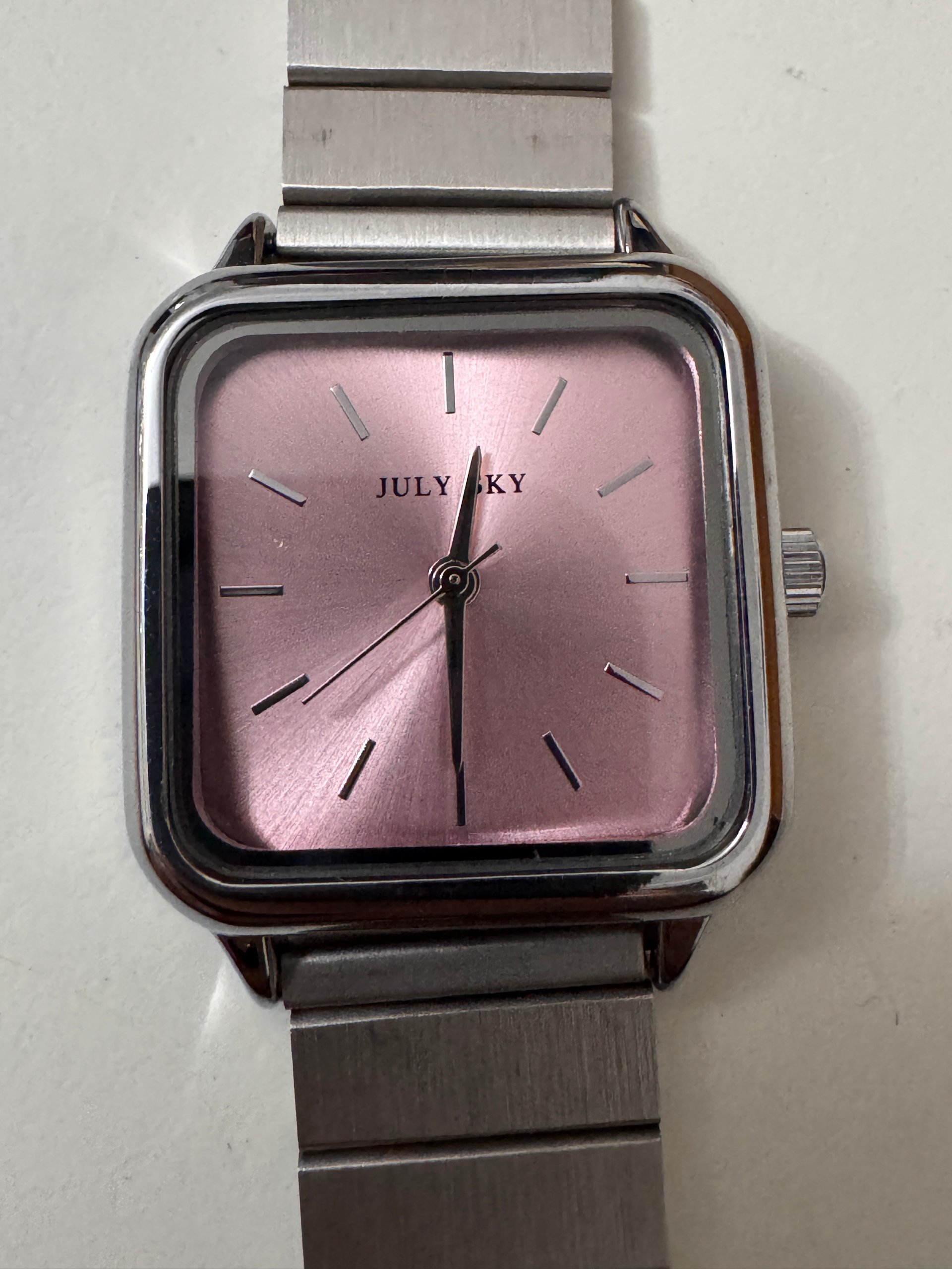 July Sky Silver Metal Pink Face Unisex Watch image 4