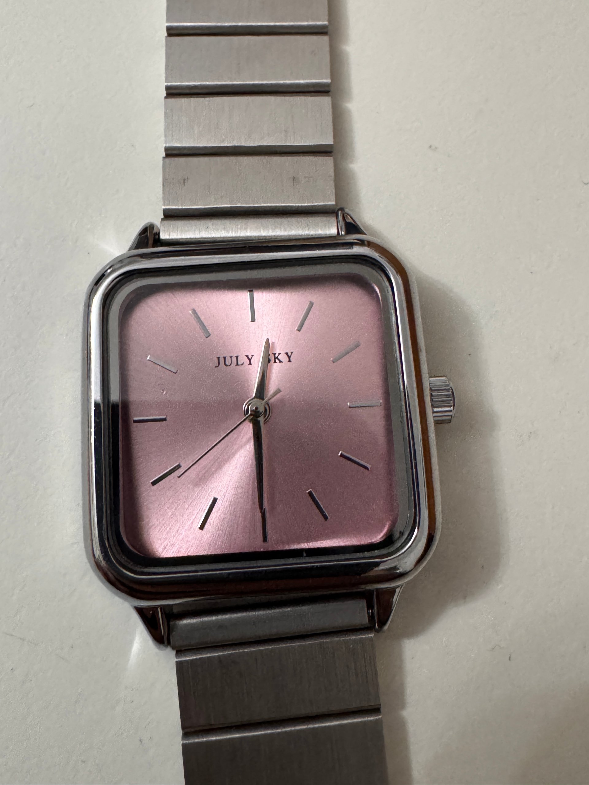 July Sky Silver Metal Pink Face Unisex Watch image 6