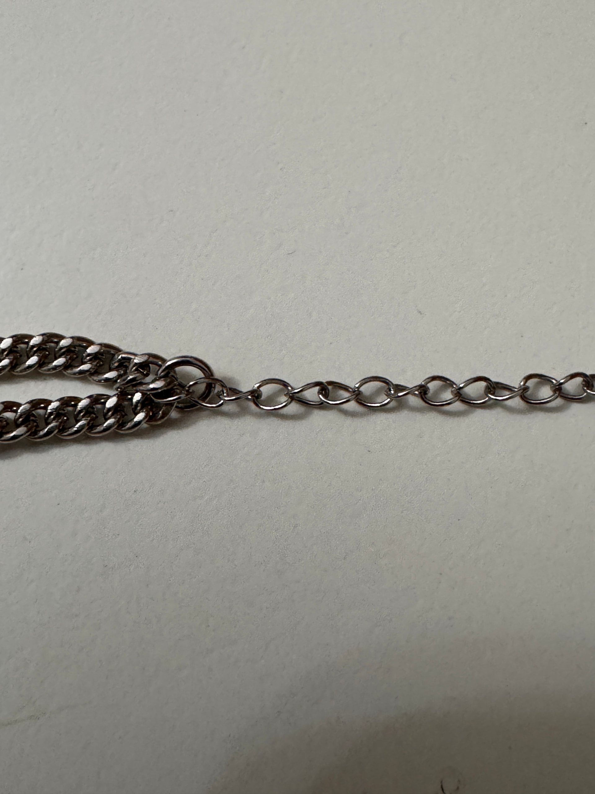 Silver Tone & White Beaded Metal Chain Bracelet Adjustable image 9