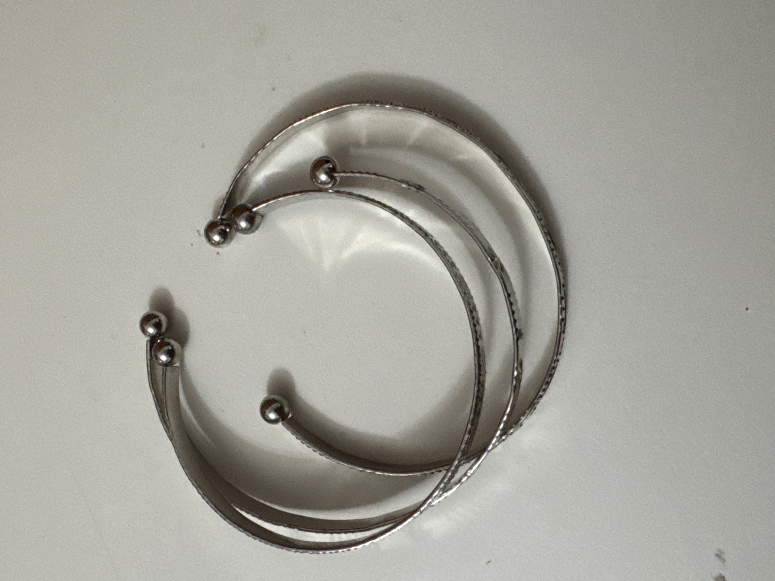 Silver Tone Patterned Metal Cuff Bracelets Set of 3 One Size image 3