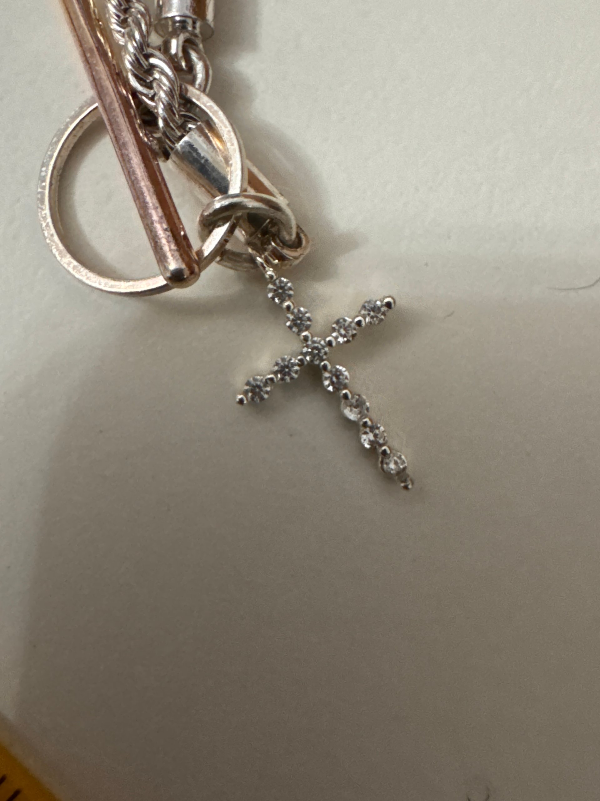 Silver Crystal Cross Charm Bracelet Unisex image 10