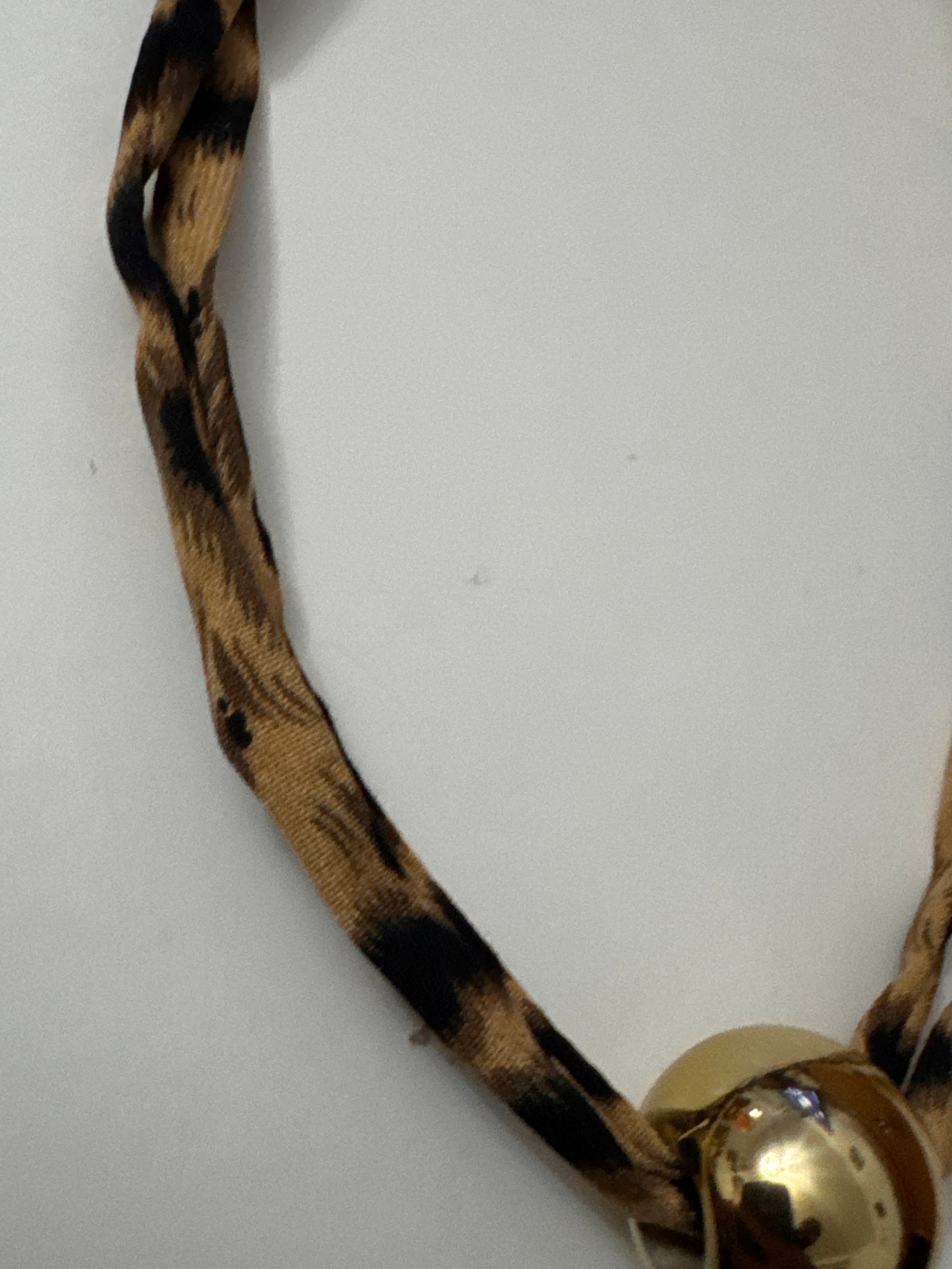 Leopard Print & Gold Tone Fabric Pendant Necklace image 4