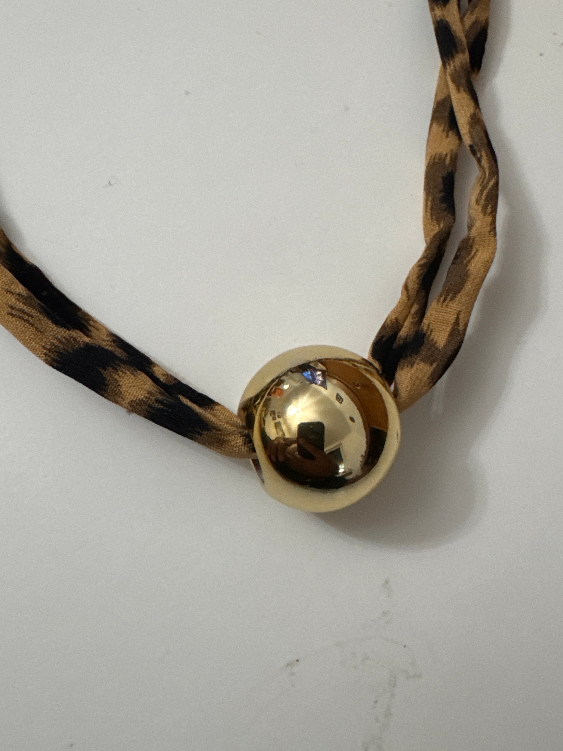 Leopard Print & Gold Tone Fabric Pendant Necklace image 6