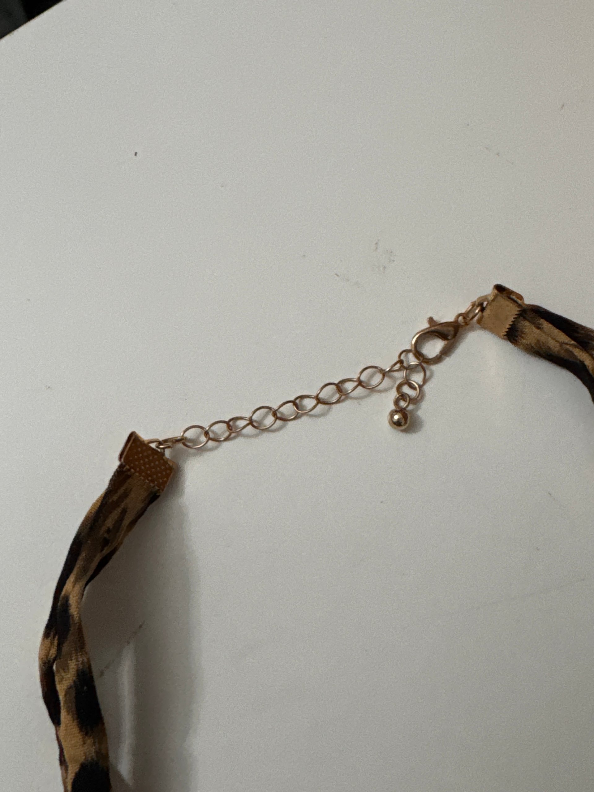 Leopard Print & Gold Tone Fabric Pendant Necklace image 8