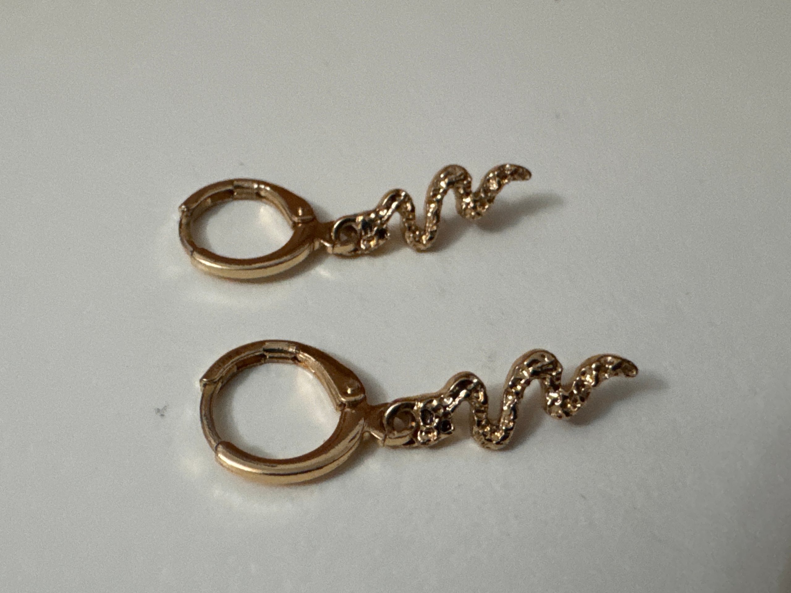 Gold Tone Snake Charm Hoop Earrings image 2