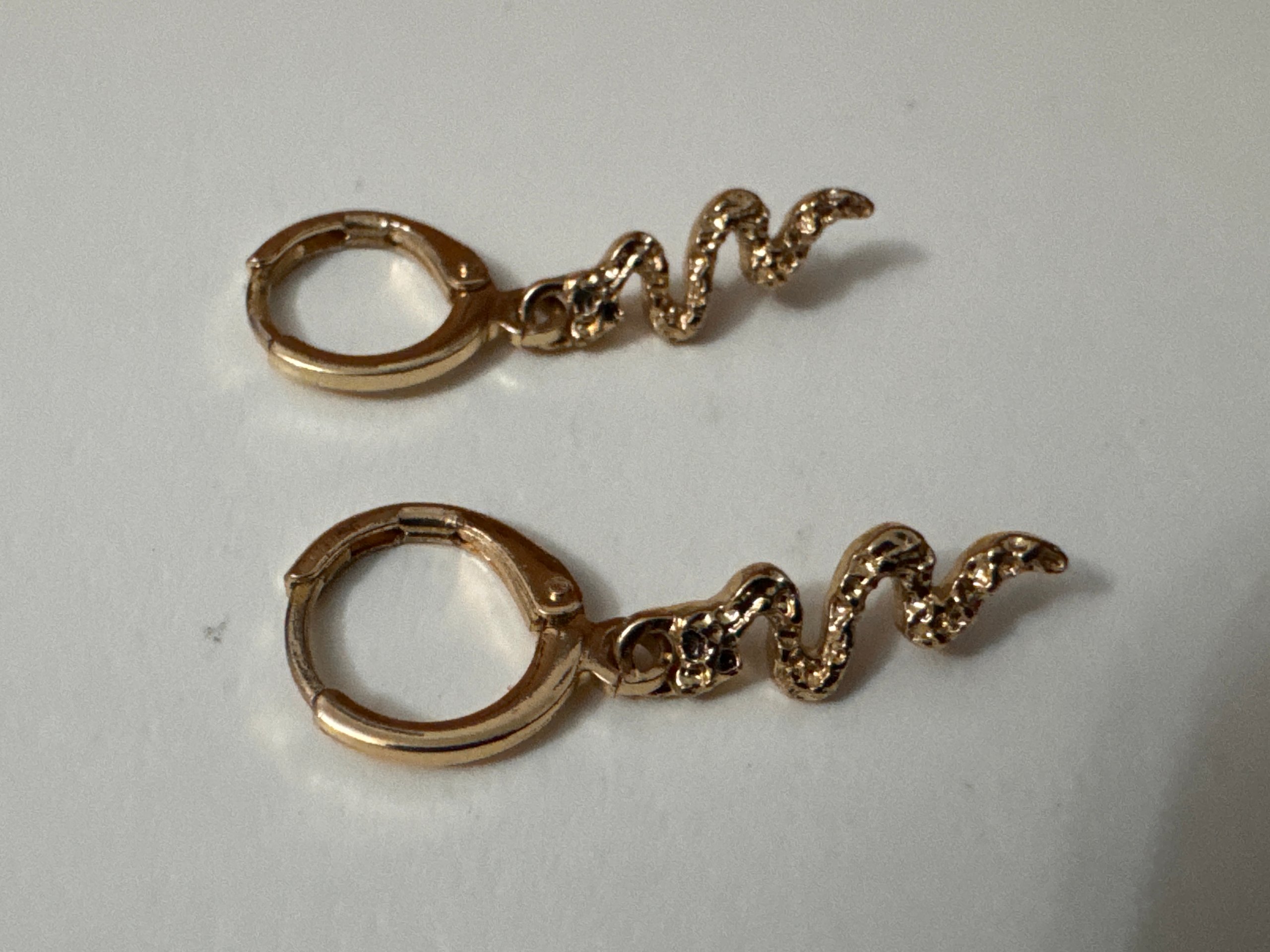 Gold Tone Snake Charm Hoop Earrings image 3