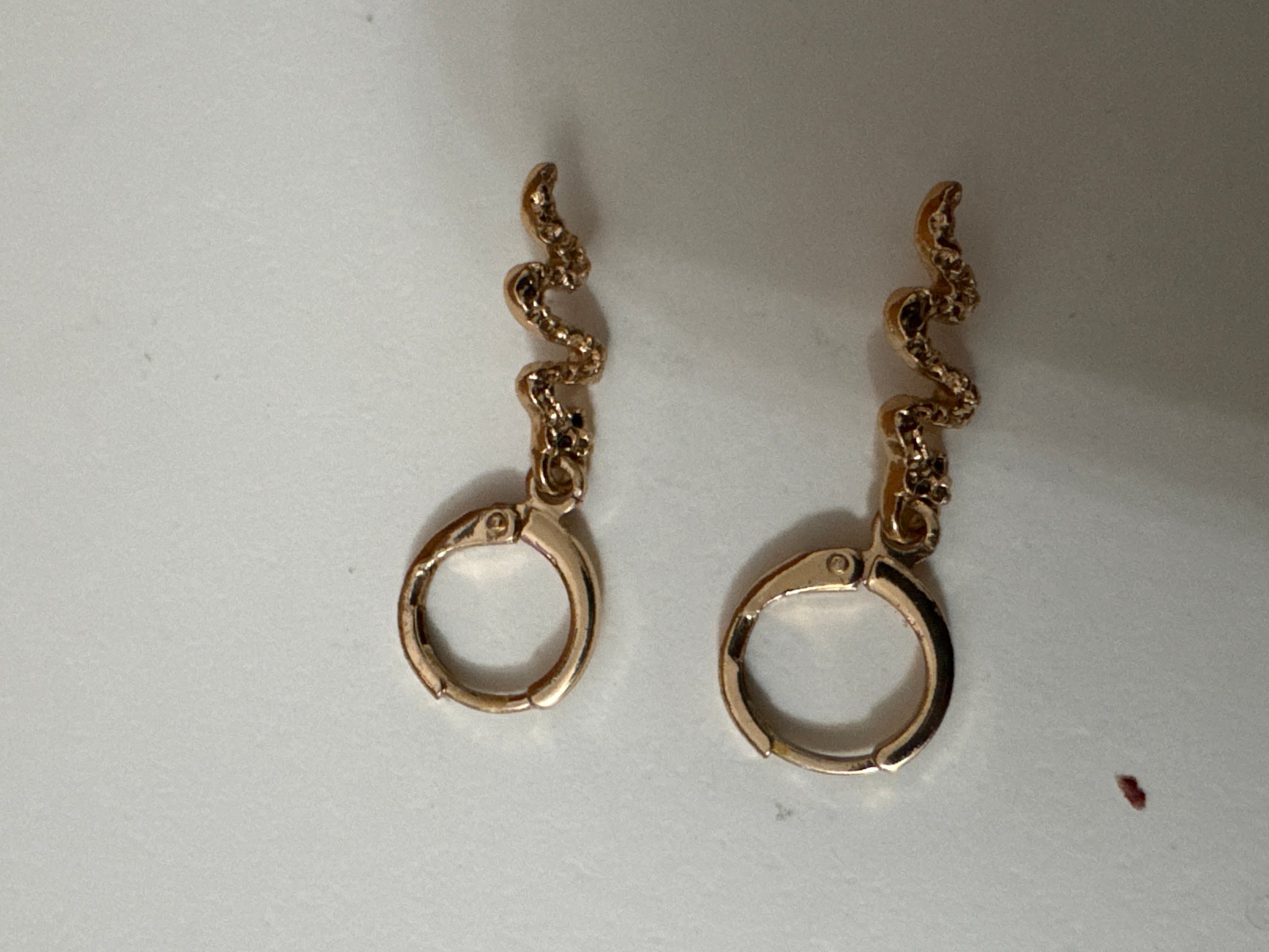 Gold Tone Snake Charm Hoop Earrings image 4