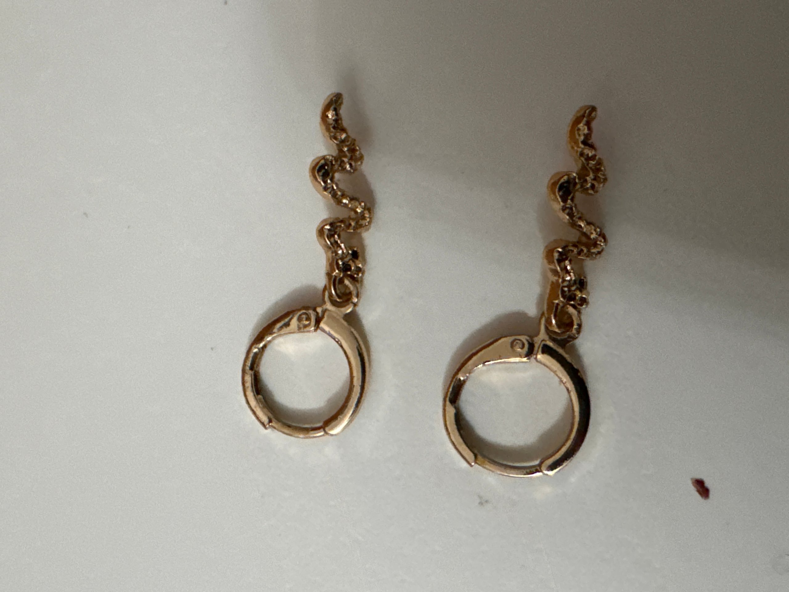 Gold Tone Snake Charm Hoop Earrings image 5