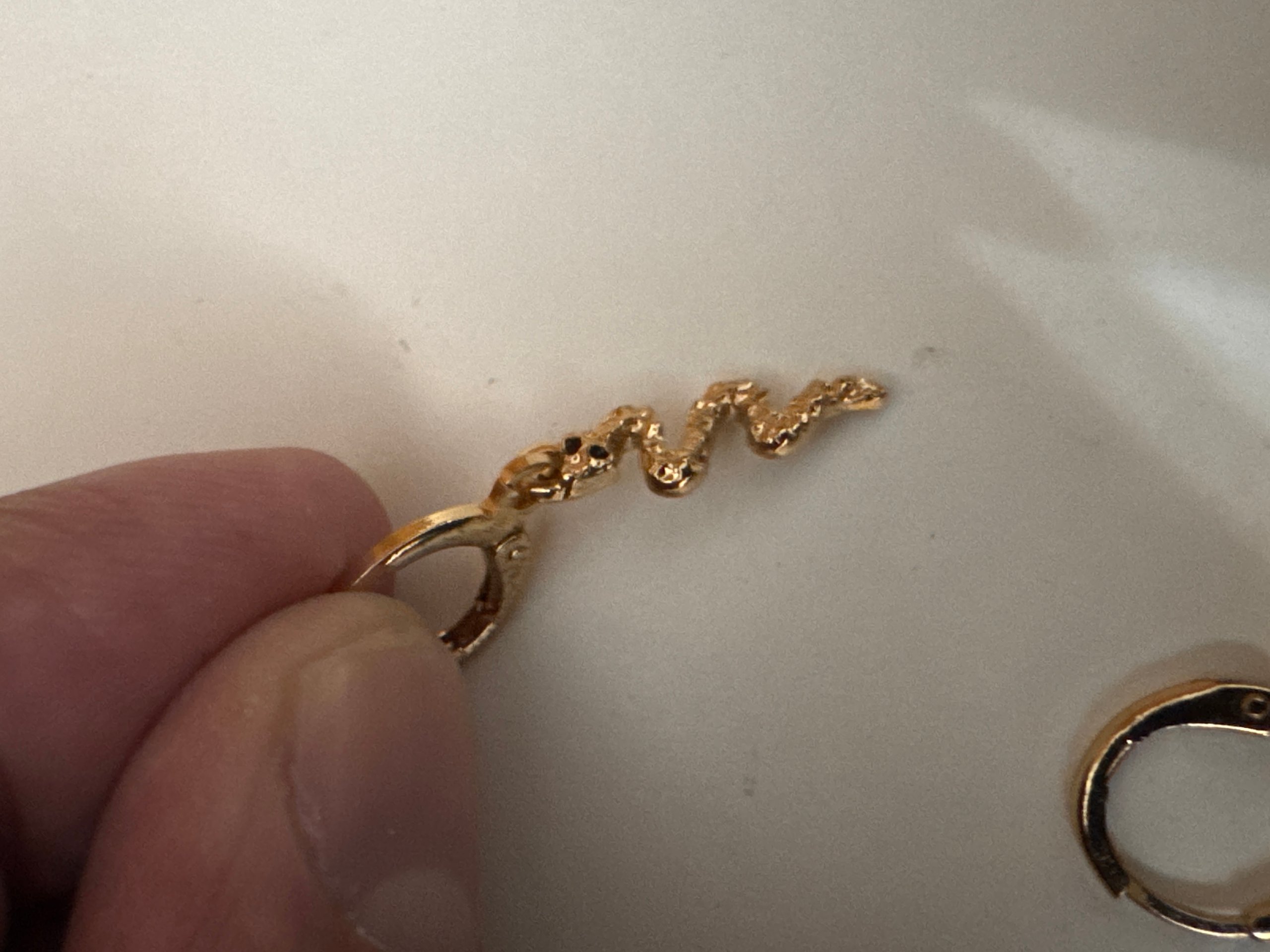Gold Tone Snake Charm Hoop Earrings image 7