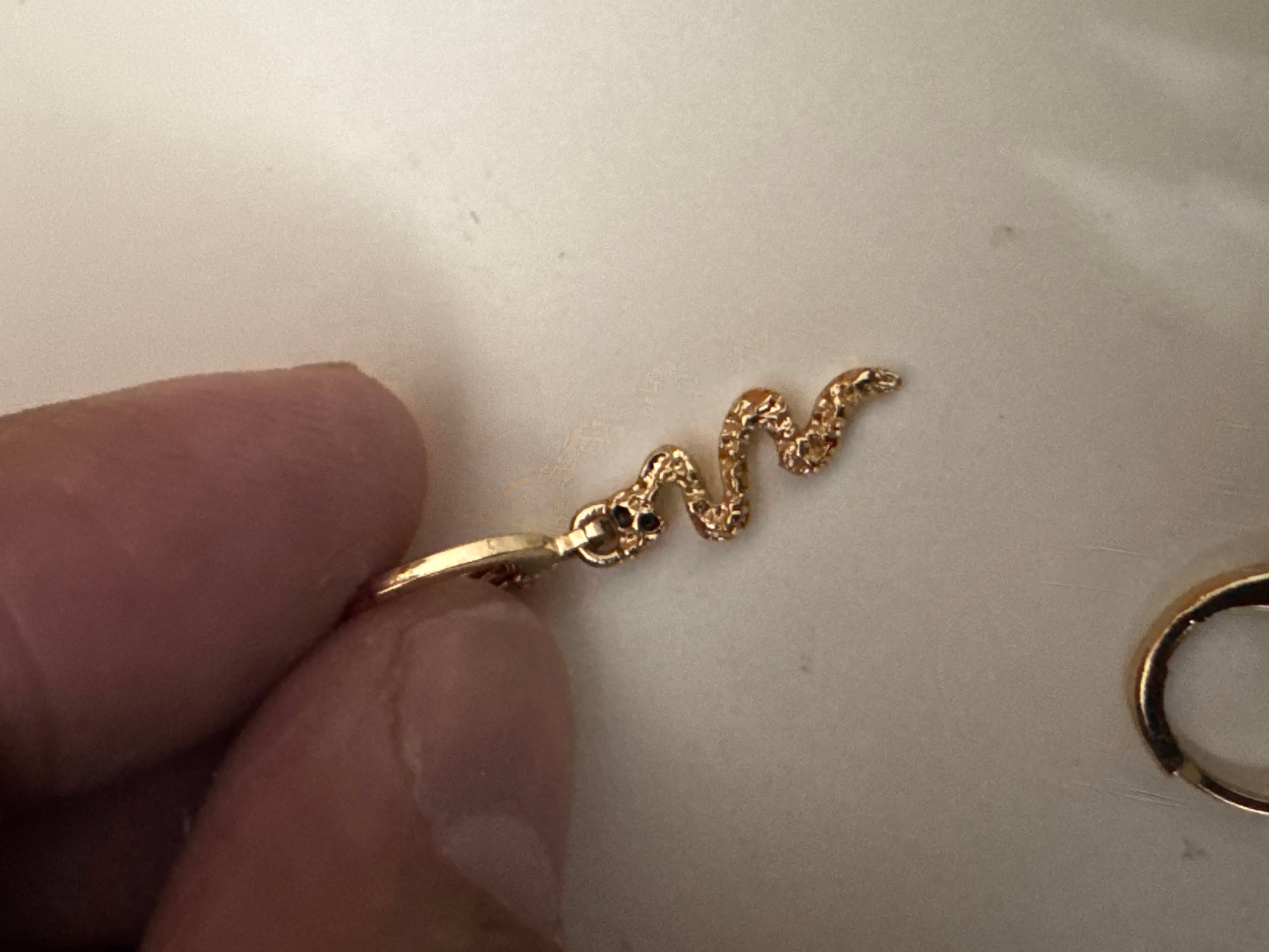 Gold Tone Snake Charm Hoop Earrings image 9
