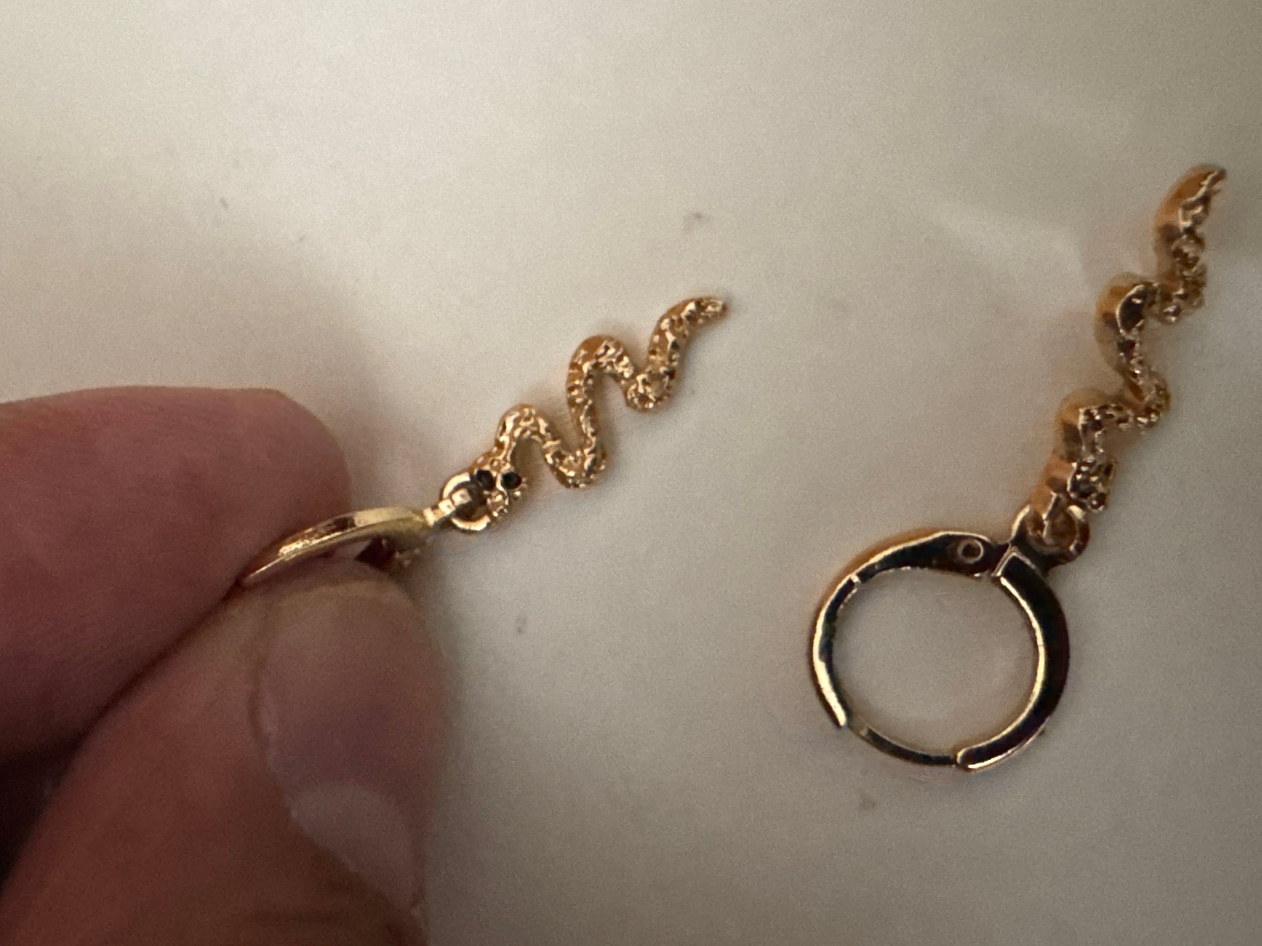 Gold Tone Snake Charm Hoop Earrings image 10