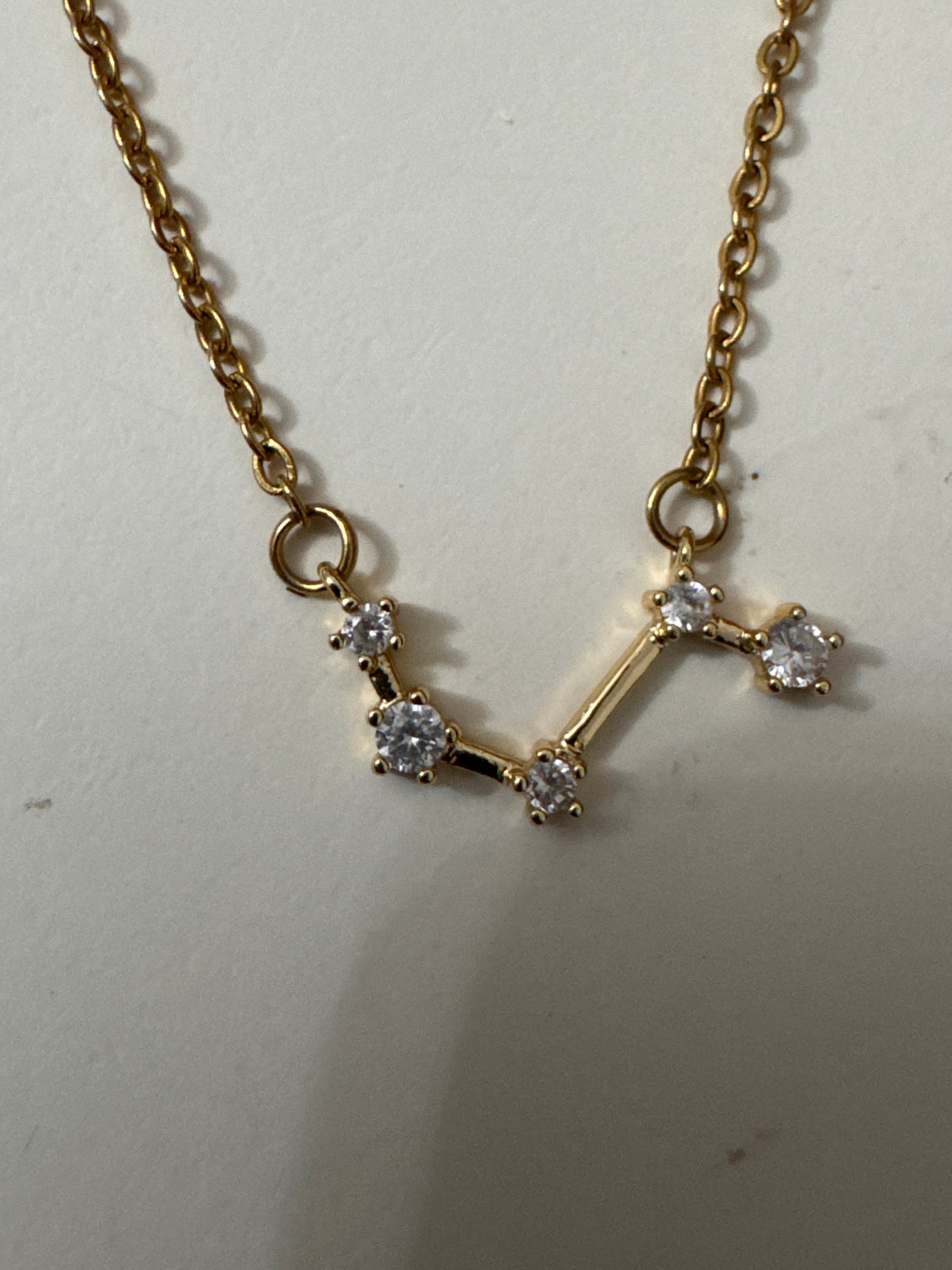 Gold Tone Constellation Pendant Necklace with Clear Stones