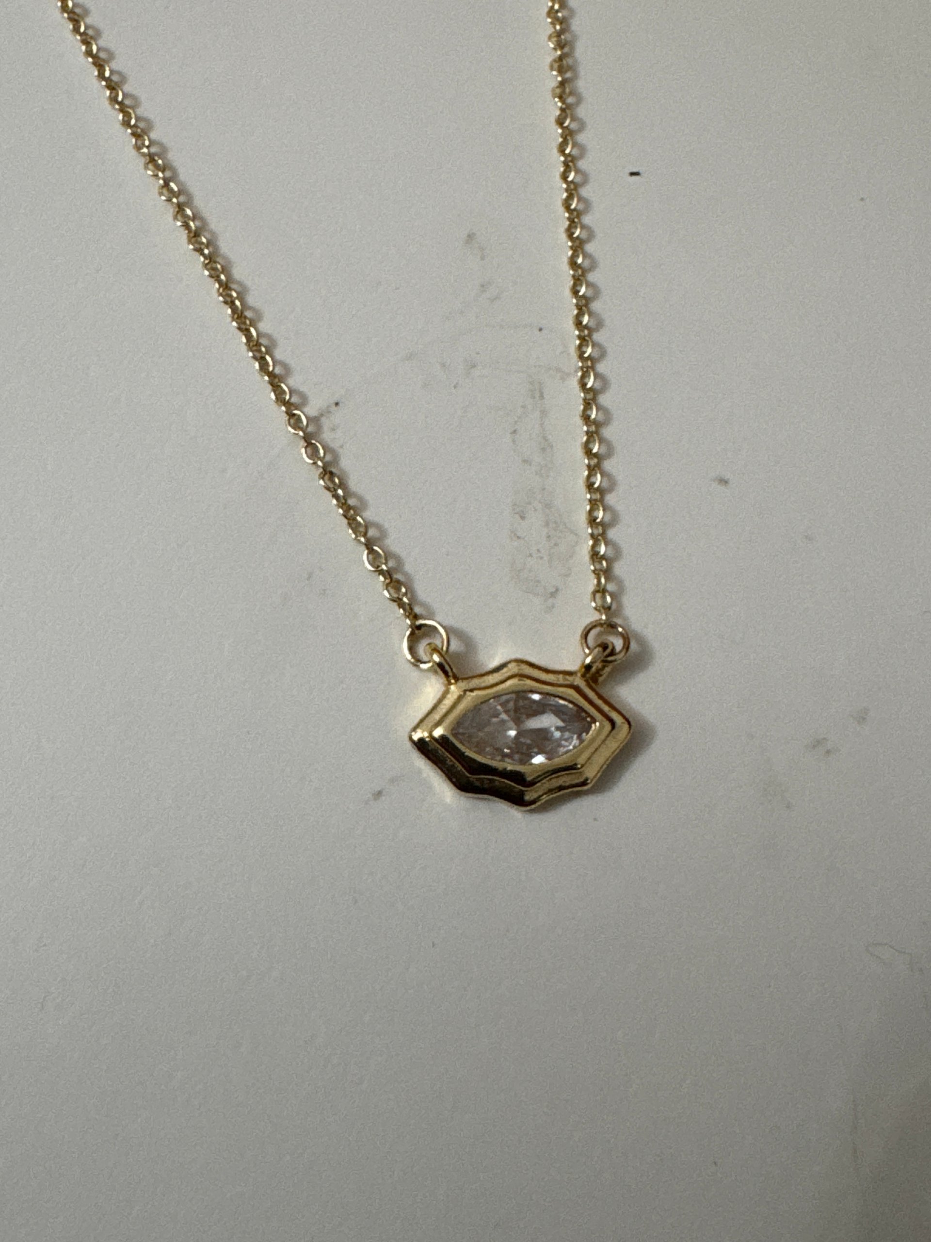 Gold Tone Clear Crystal Pendant Necklace Women