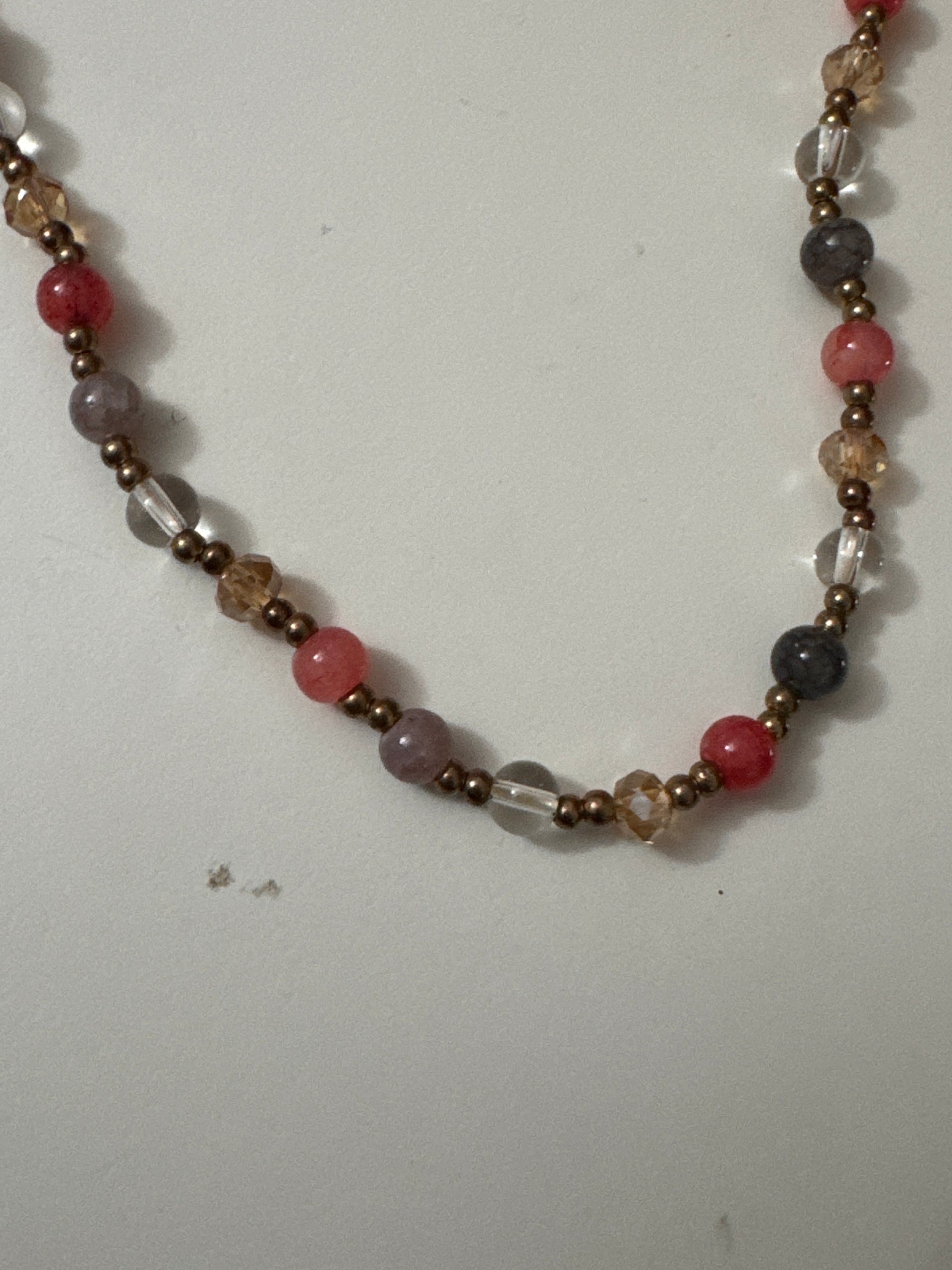 Multicoloured Beaded Necklace with Pearl Charm image 3