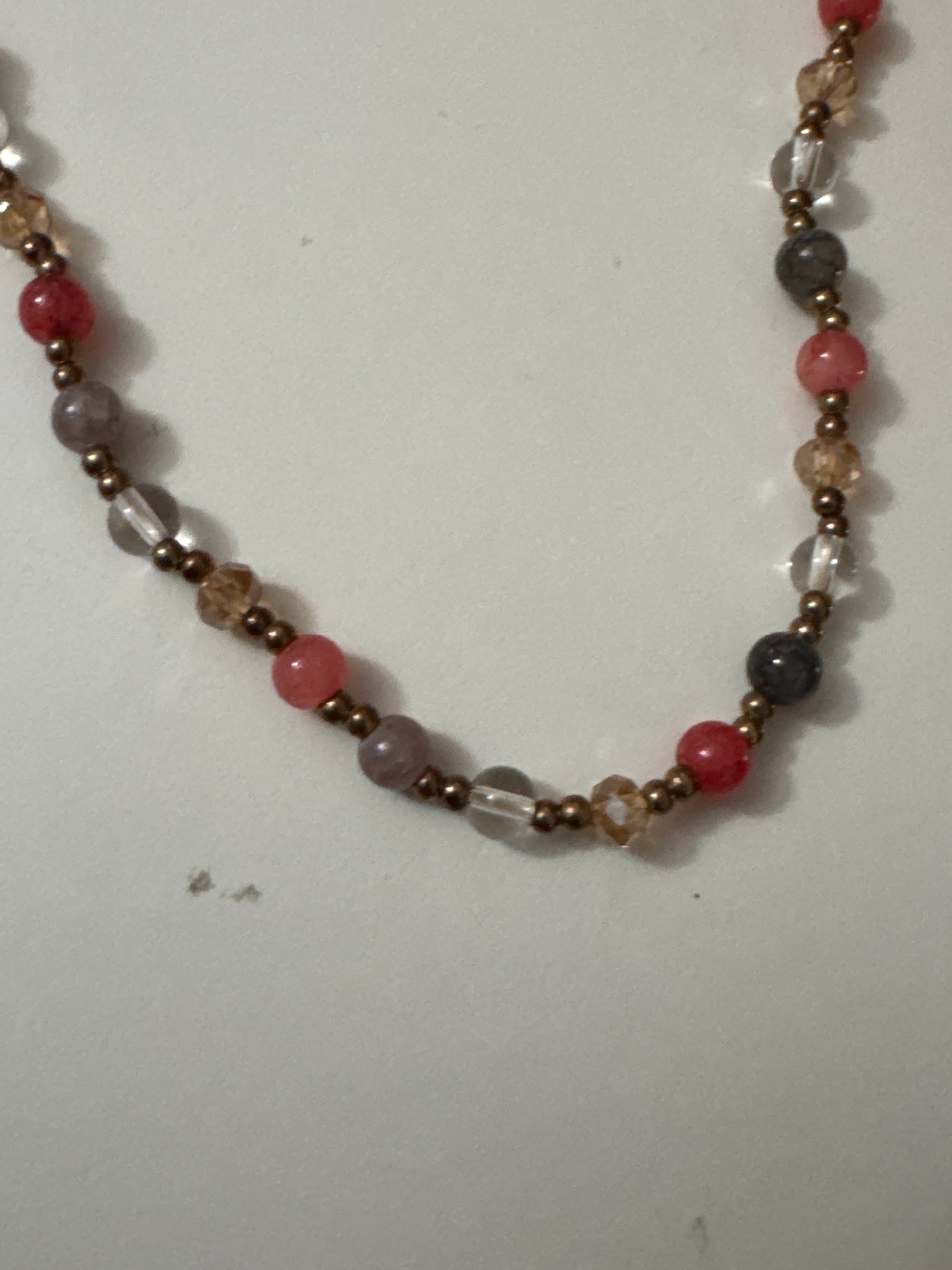 Multicoloured Beaded Necklace with Pearl Charm image 4